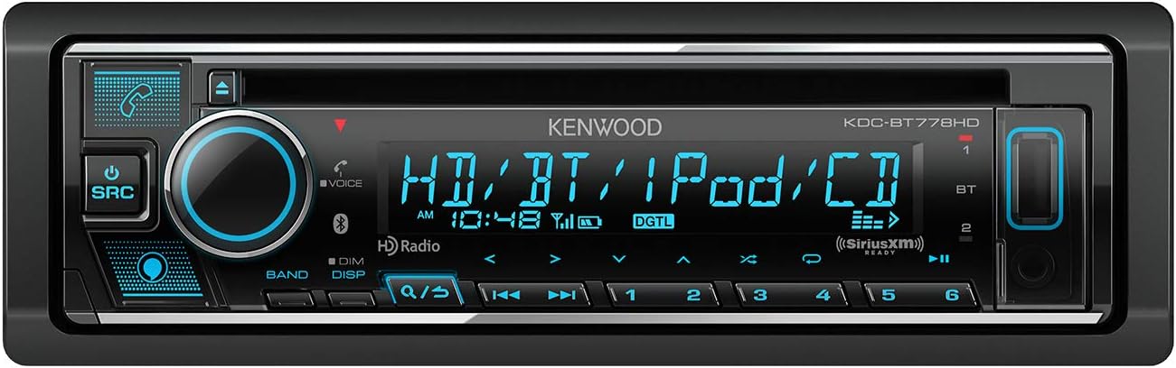 KDC-BT778HD Single DIN Bluetooth CD Car Stereo Receiver with Amazon Alexa Voice Control | LCD Text Display | USB & Aux Input