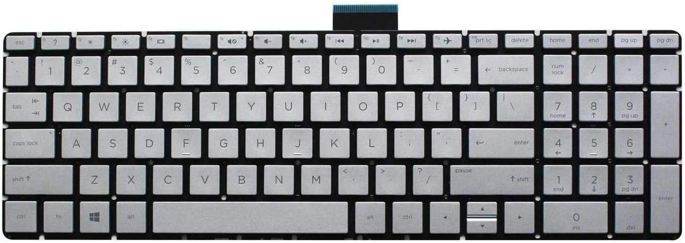 New US Silver Keyboard (Without Frame) Replacement for HP Pavilion 17-AR 17-AR007CA 17-AR050WM 17Z-AR000
