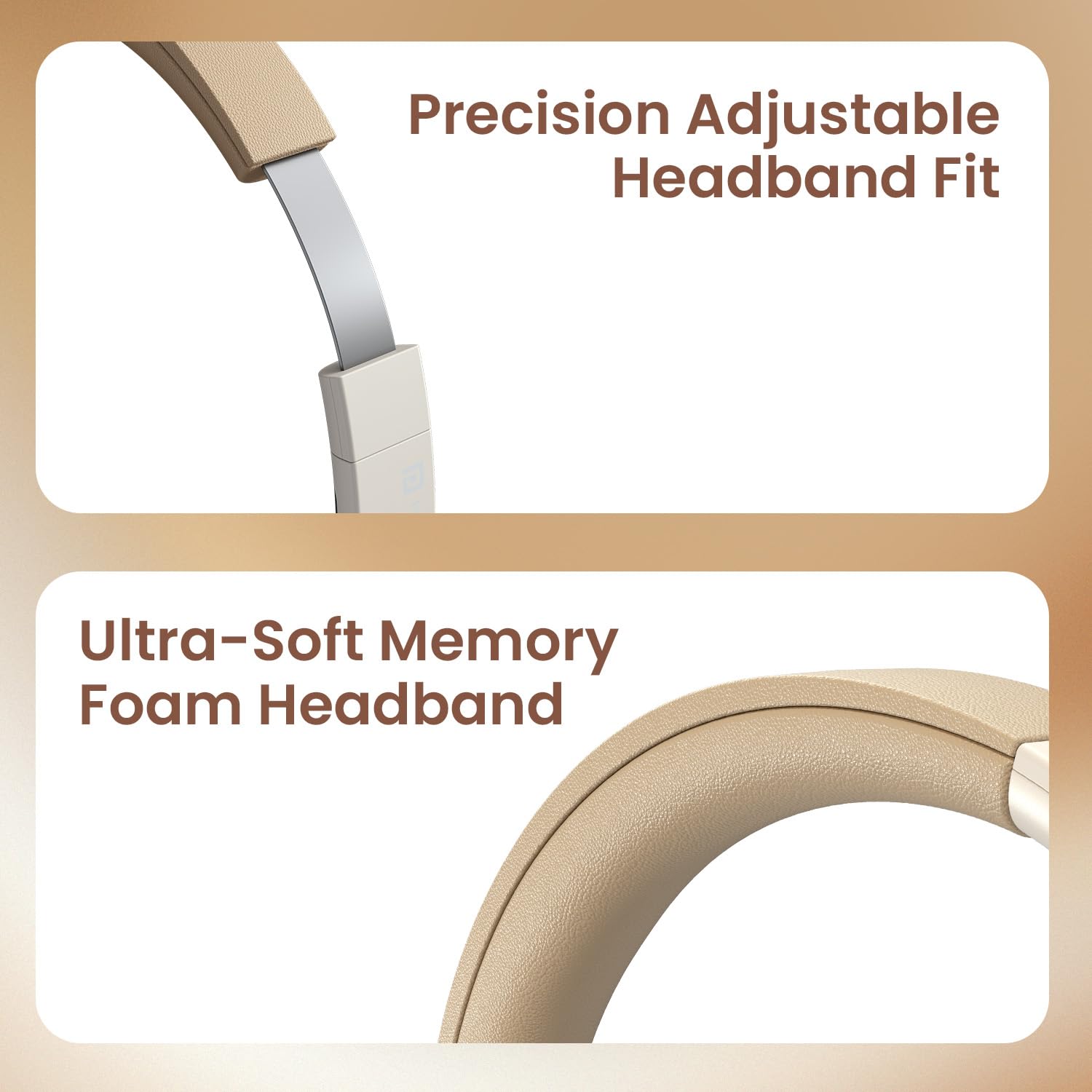 Portronics Muffs A3 On Ear Headphone with Inbuilt Flexible Boom Mic & Dual ENC Technology, Upto 50 Hours Playtime, Deep Bass, Bluetooth Version 6.0, 40mm Dynamics Driver, Type C Fast Charging(Beige) — Amazon image 8