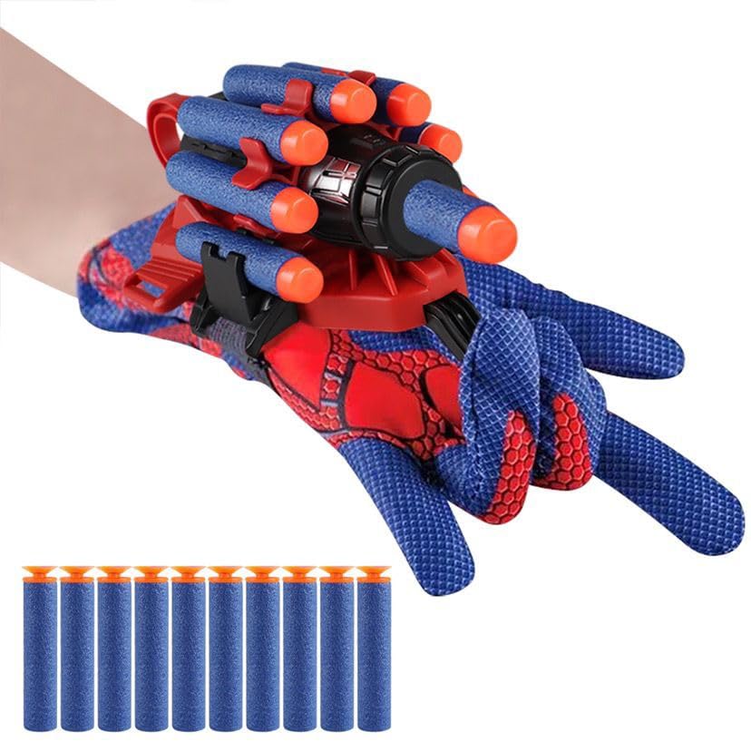 Jorunb Kids Web Shooter Hero Wrist Web Launcher Gloves with Wrist Kids Cosplay Glove Hero Movie Launcher Wrist Toy Funny Decorate Children Funny Gift for Boys Girls Birthday (02)