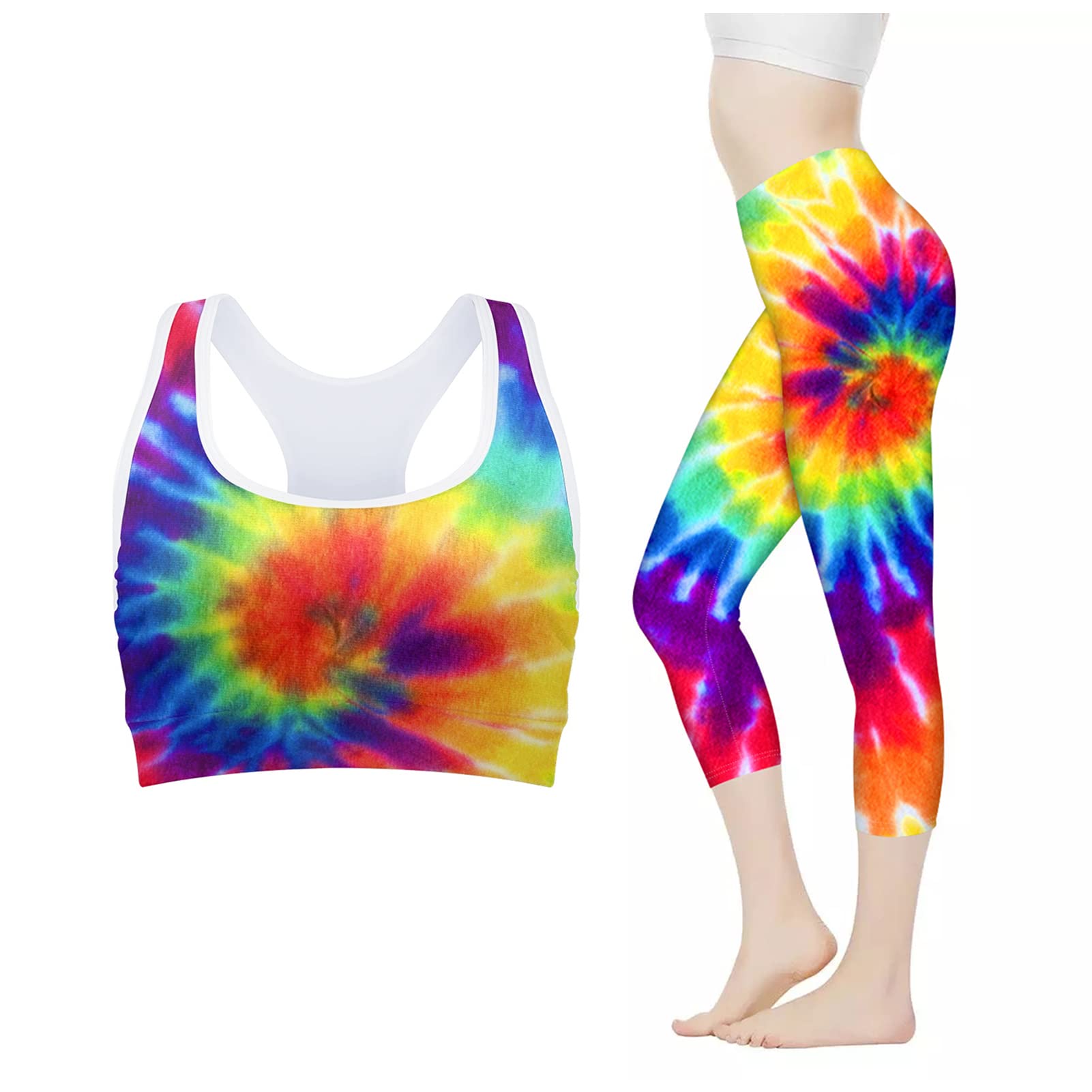 Belidome Capri Leggings and Sports Bra Set Workout Outfits for Women 2 Piece Set Tracksuits for Yoga Fitness