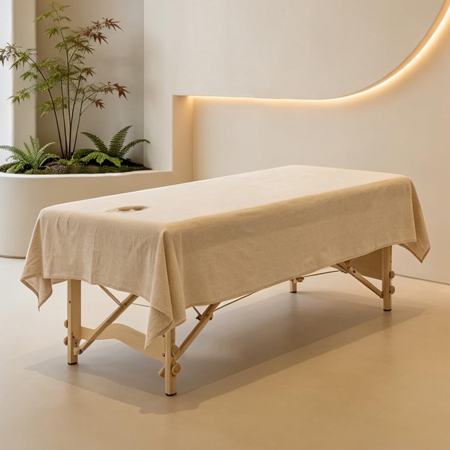 LDLCYCN ,Khaki(H),55 * 94.5in, Soild Color Lash Bed Sheets With/Without Hole Massage Table Bed Cover Breathable Soft Comfortable Professional Massage Linens Spa Bed Sheet Machine Washable
