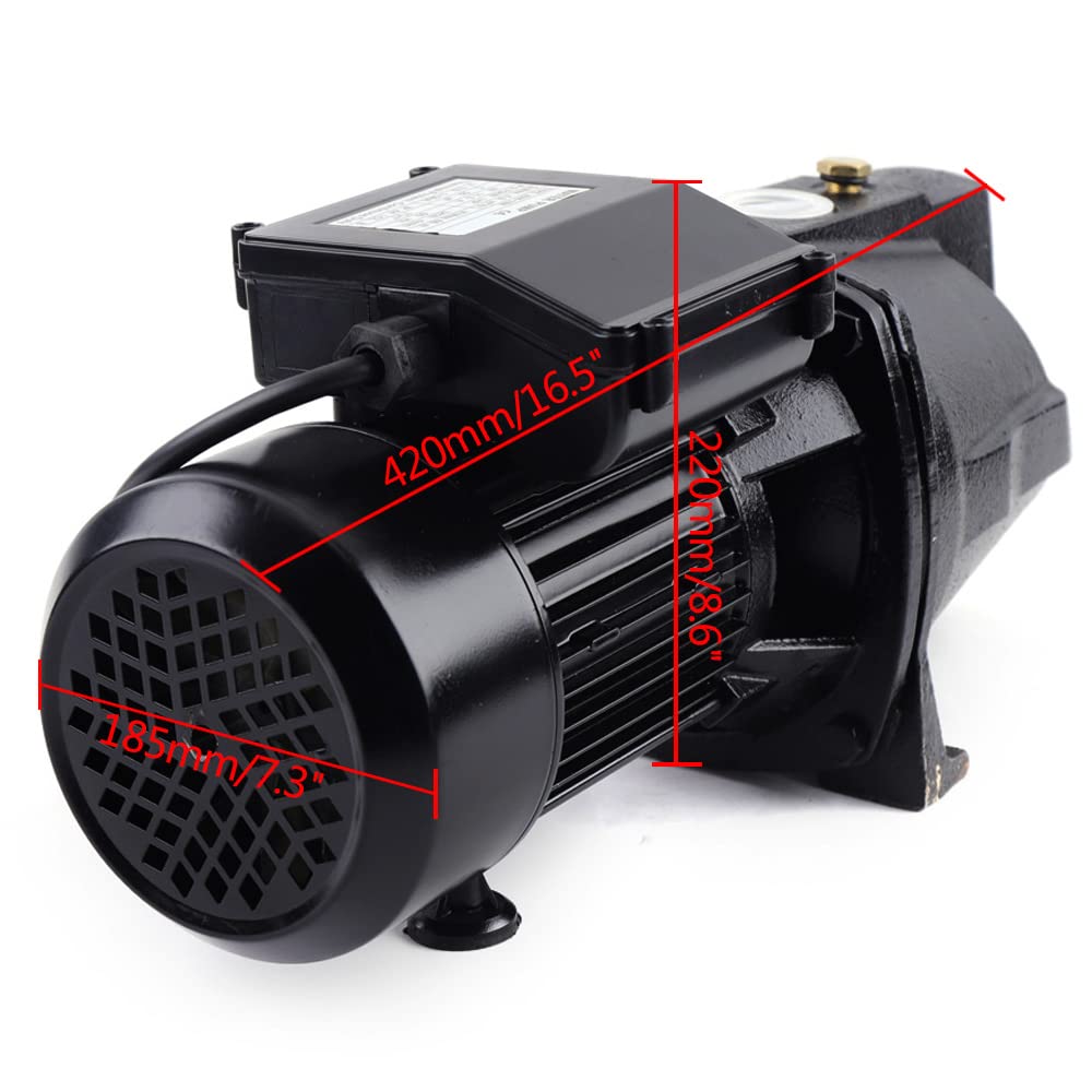 110v 1HP Shallow Well Jet Pump, 750W heavy-duty pump, Cast Iron, 56m head max, Automatic Pressure Switch,Versatile Pump for Garden, Lawn, Farm,Pool, 3420 RPM 1056.7G/h