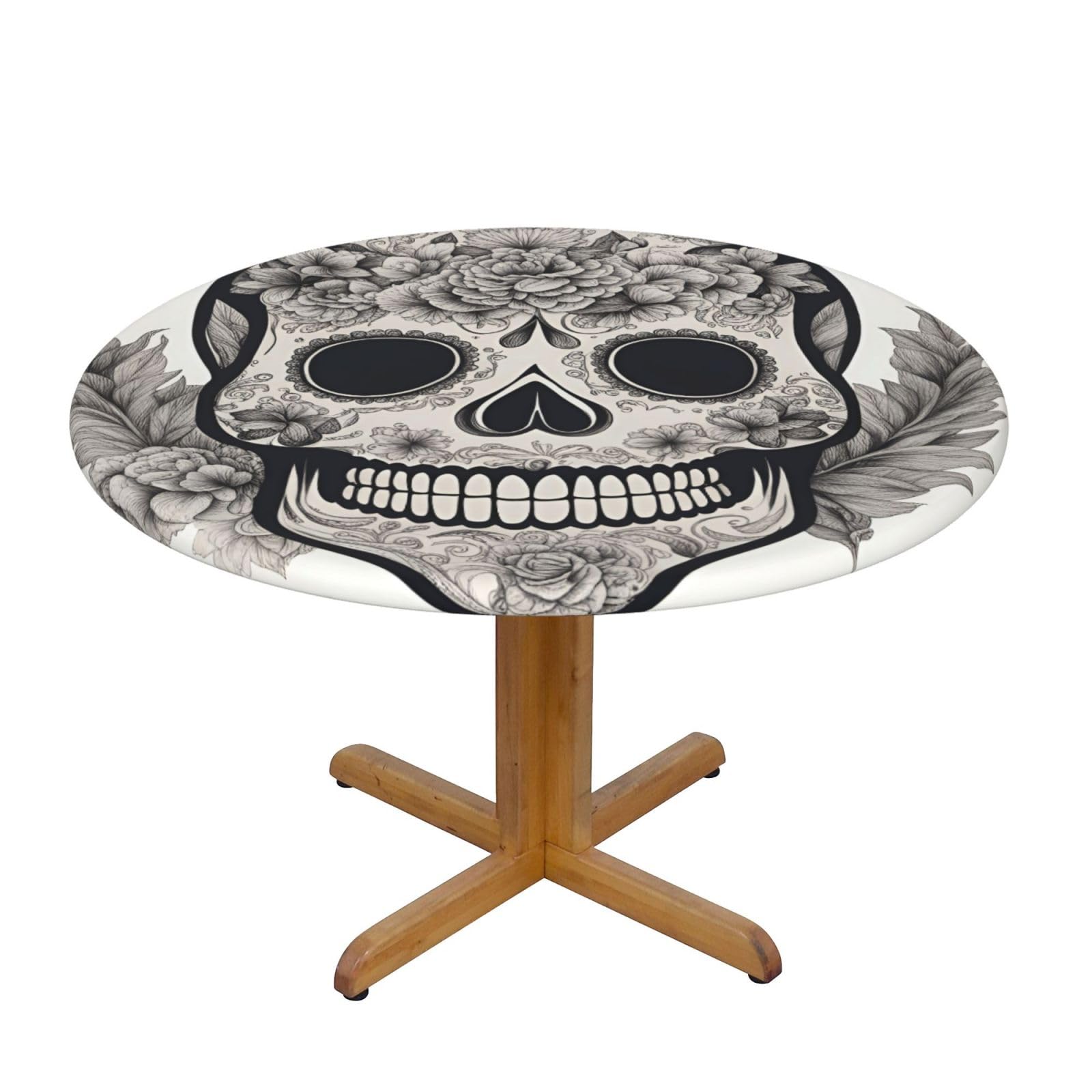 Mexican Skull Print Wipe Clean Oval Tablecloth Stain-Resistant Dining Table Accessories Table Protector For Home