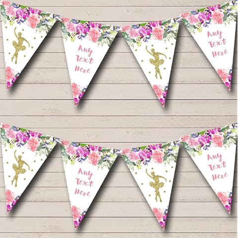 Personalised Floral Gold Ballet Bunting Cover