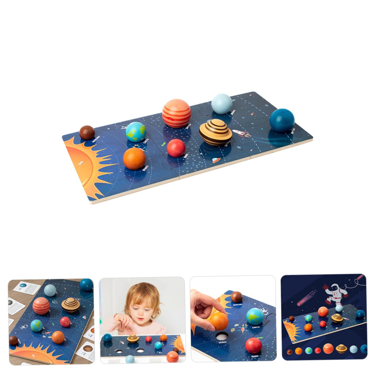 Hohopeti Rompecabezas del Sistema Solar para Niños 1 Set de Madera Juego Educativo de Reconocimiento de Formas E Inteligencia Interactivo para Aprendizaje Espacial