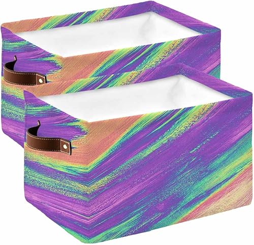 Cesta de almacenamiento para organizar estantes, cajas de almacenamiento plegables con asa, pintura al óleo moderna, arte abstracto, estética, cesta