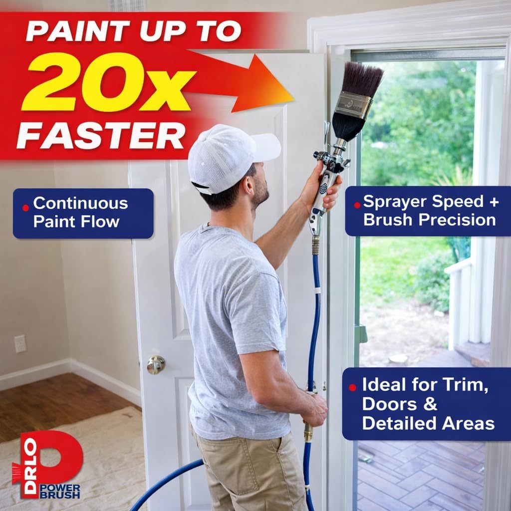 Pro Power Brush - Heavy Duty Automatic Paint Tool, 20x Faster Painting, Superior Control for Pros & Homeowners, Connects to All Sprayers, Any Paint & Finish Compatible (PPB-KIT, 4 inch KIT)