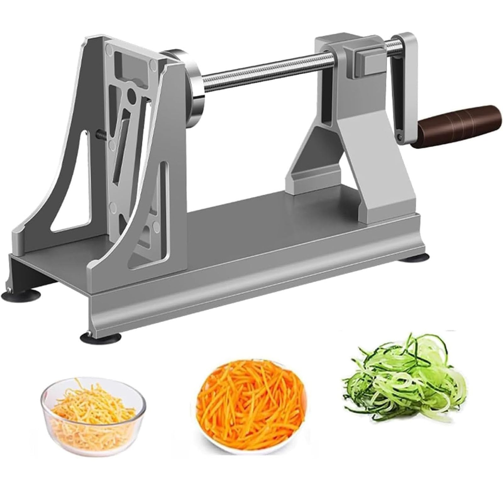 CWCQGH Potato Slicer - Manual Rotary Drum Grater with 3 Blades for Vegetable Shredding, Anti-Slip Handle, Ideal for Cutting Potatoes, Radishes, and Zucchini