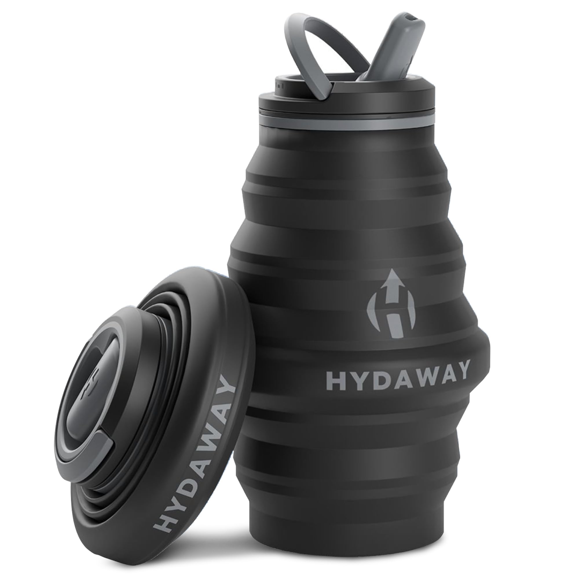 HYDAWAY - Botella de agua plegable | Tapa abatible | 500 ml | Fácil de transportar, apta para viajes, silicona de grado alimentario