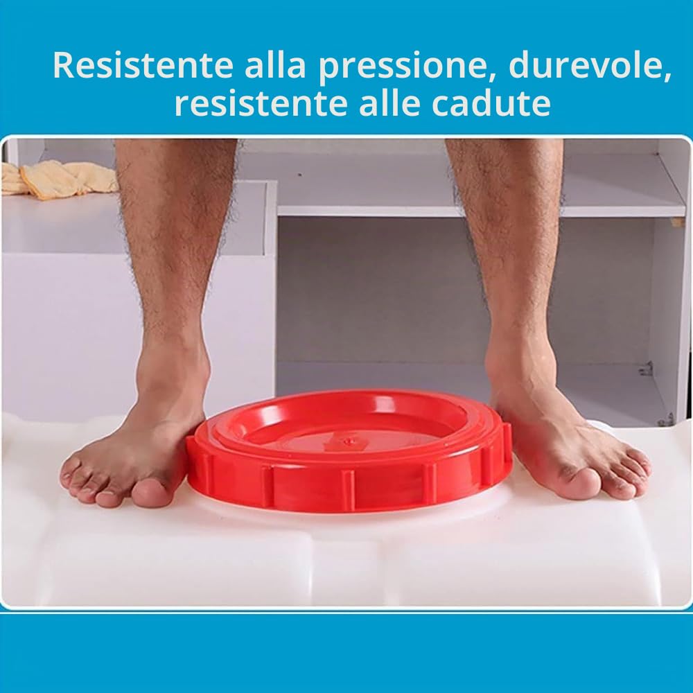 Tanica con Rubinetto Campeggio Grande capacità tanica per Acqua Quadrata plastica Serbatoio per Acqua Potabile per Roulotte Camper Campeggio(Size:50L)