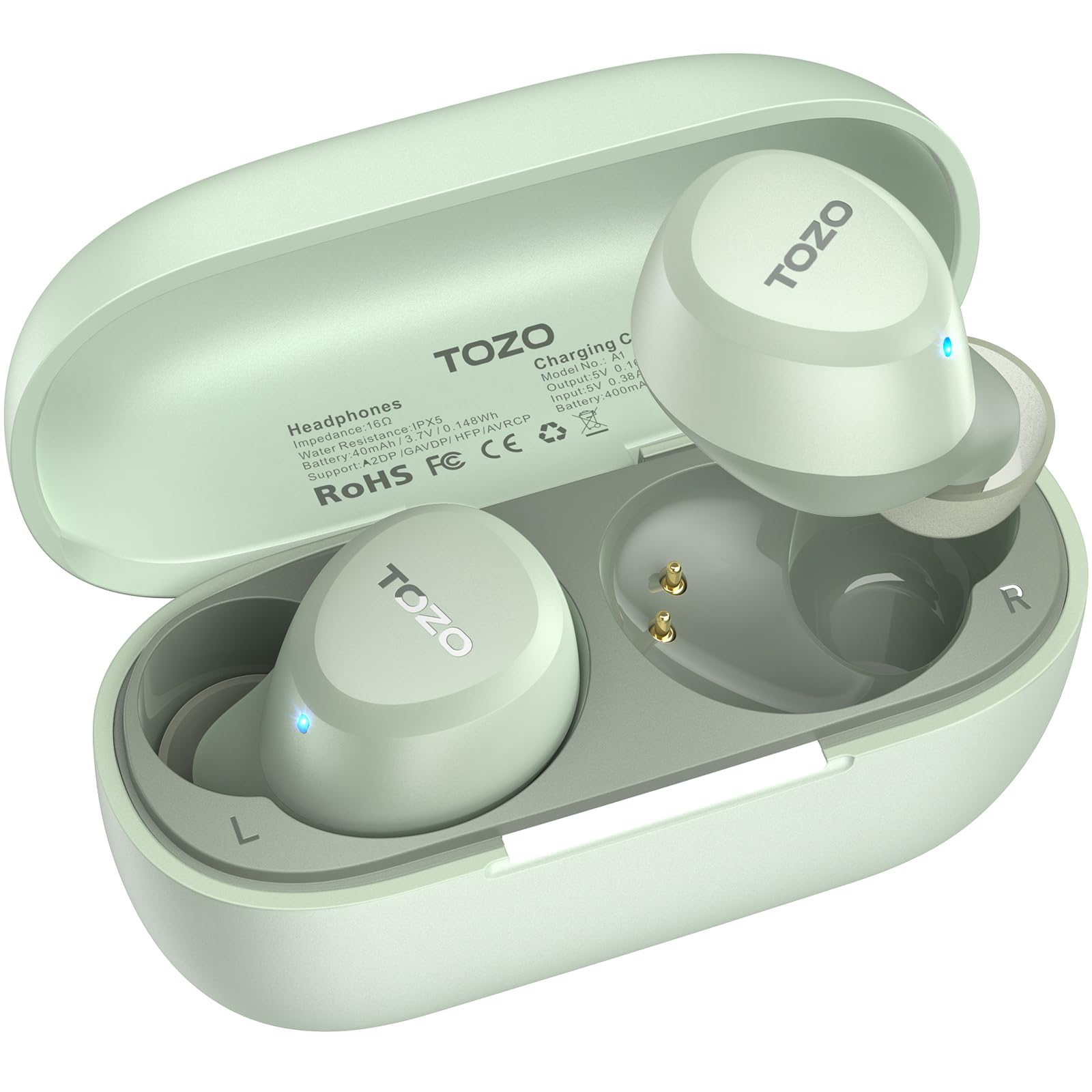 TOZO A1 Wireless Earbuds, Bluetooth 5.3 Earphones, Support APP EQ Setting, 30H Long Playtime, Ear Buds with HiFi Stereo Sound, Light-Weight Wireless Earphones, IPX5 Waterproof