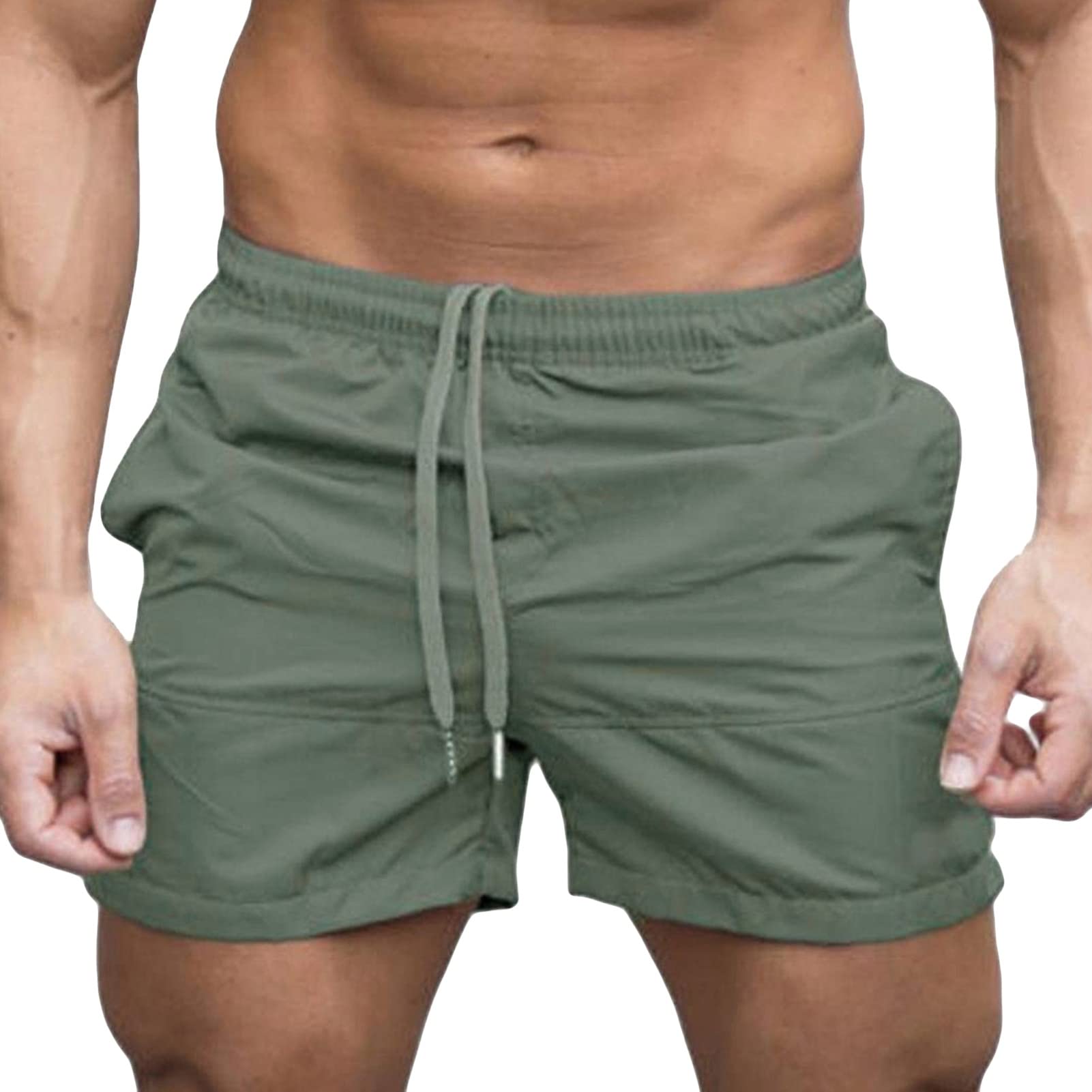 Maiyifu-GJ Men's Workout Sports Shorts Quick Dry Lightweight Running Gym Shorts Casual Summer Beach Swim Trunks with Pockets (Light Green,Medium)