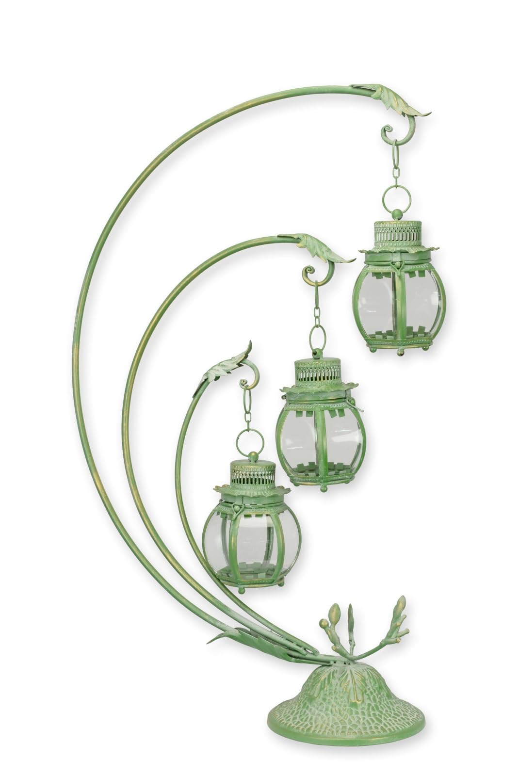 aubaho Farol colgante de 3 farolillos en soporte, réplica de diseño retro, decoración