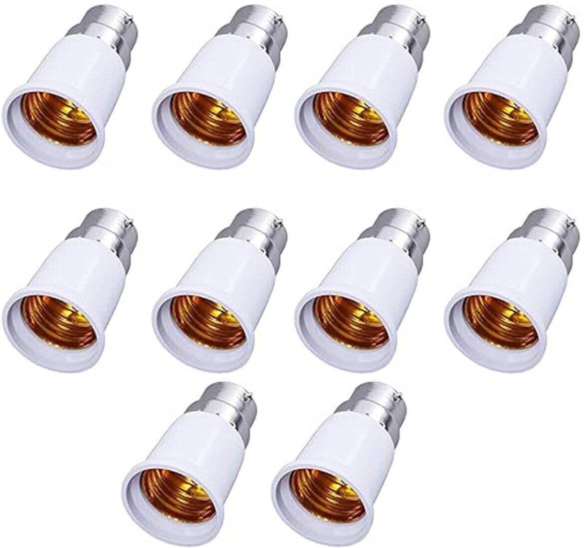 EVEHANGER B22to E27 Bulb Convertor Lamp Base Socket, Bulb Adapter Lamp Base Socket Extender for LED, CFL & Halogen Bulbs – Heat Resistant, Durable & Easy Installation Pack of 10