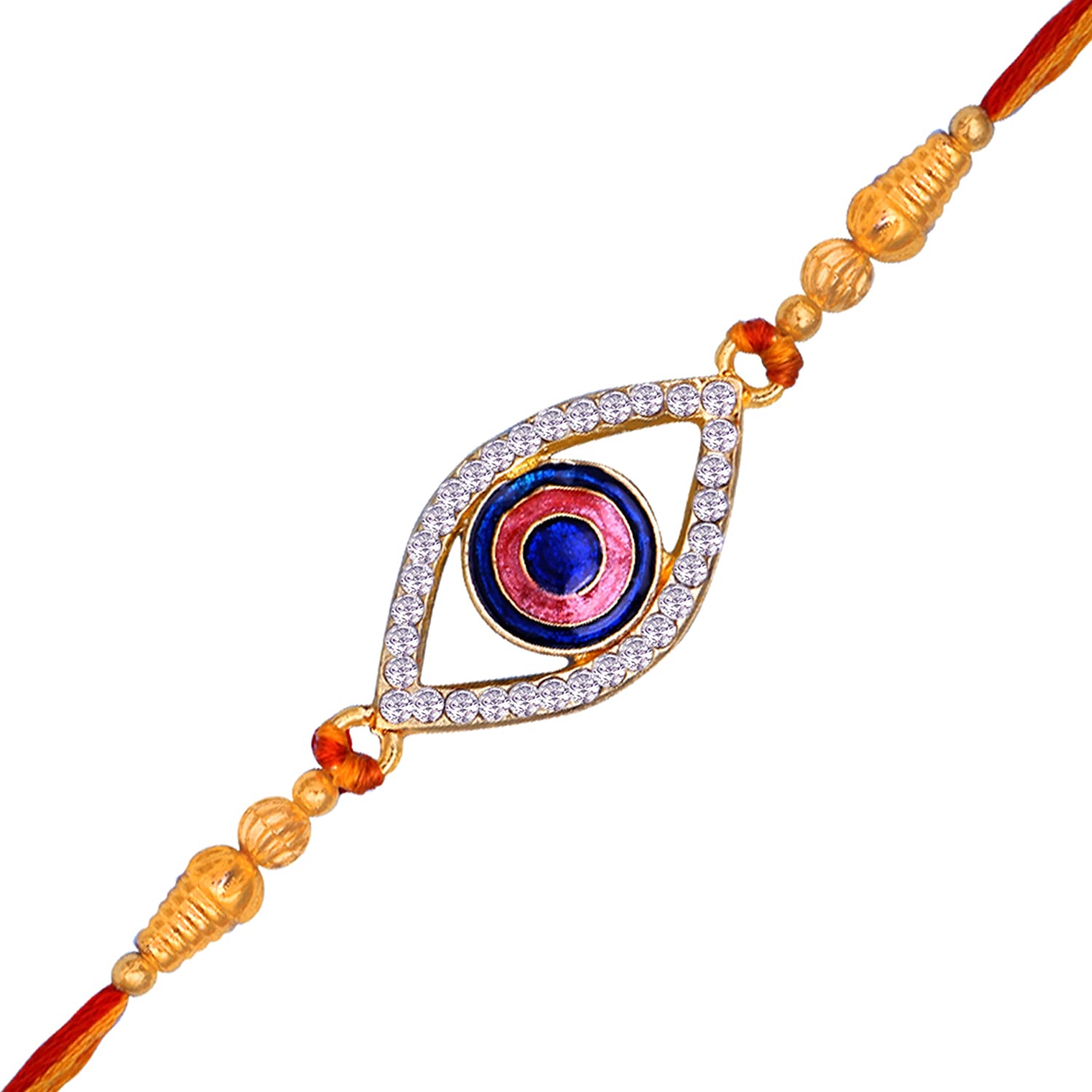 Mahi Auspicious Evil Eye Meenakari work and White Crystals Rakhi Bracelet for Brother (RA1100644G) (B098X9PS2P) Amazon Price History, Amazon Price Tracker