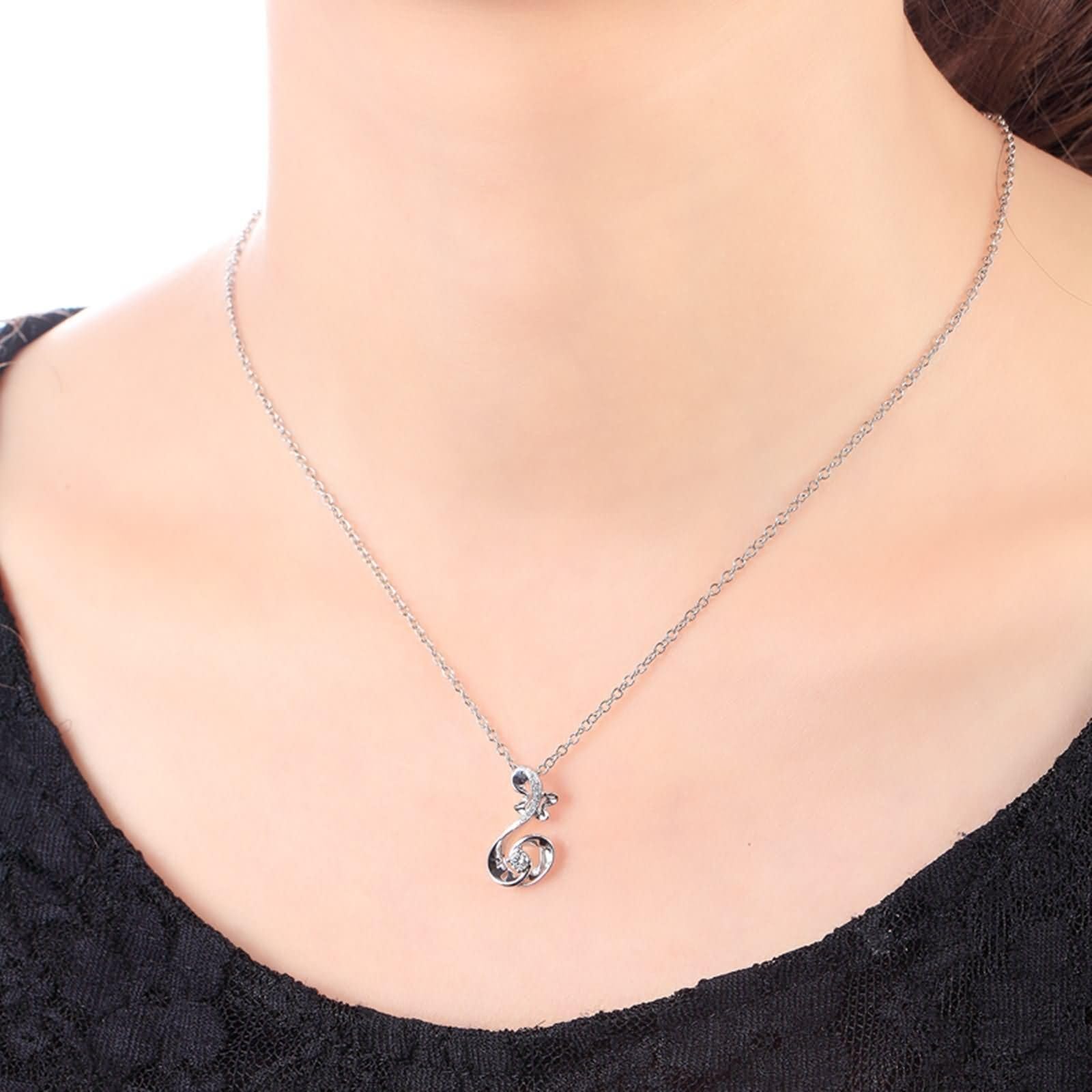 9K / 14K / 18K białe złoto wisiorki, 0,15ct diamentowa uwaga, srebrny naszyjnik damski