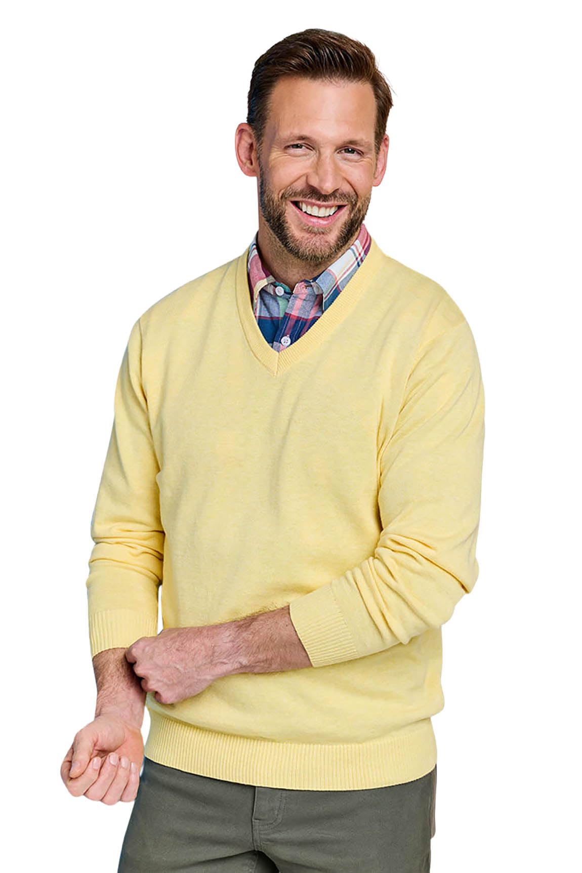 Pegasus Men's Lemon Luxury Cotton V Neck Sweater 3XL