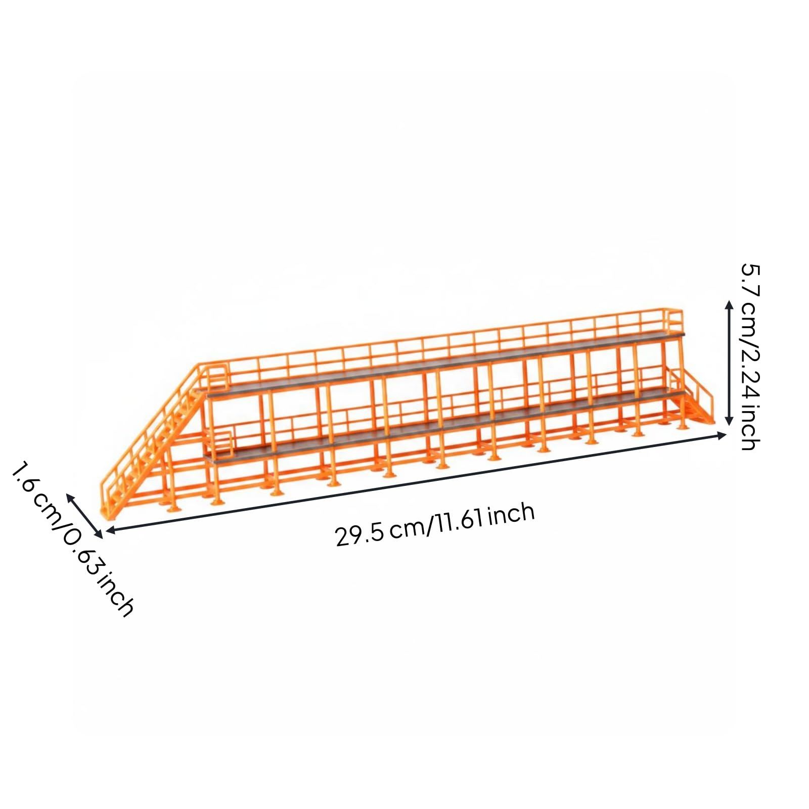 Piattaforma Industriale Passerella Deposito Ferroviario Accessorio Modulare Doppio Livello con Parapetti Struttura Scenica Plastica, T72B
