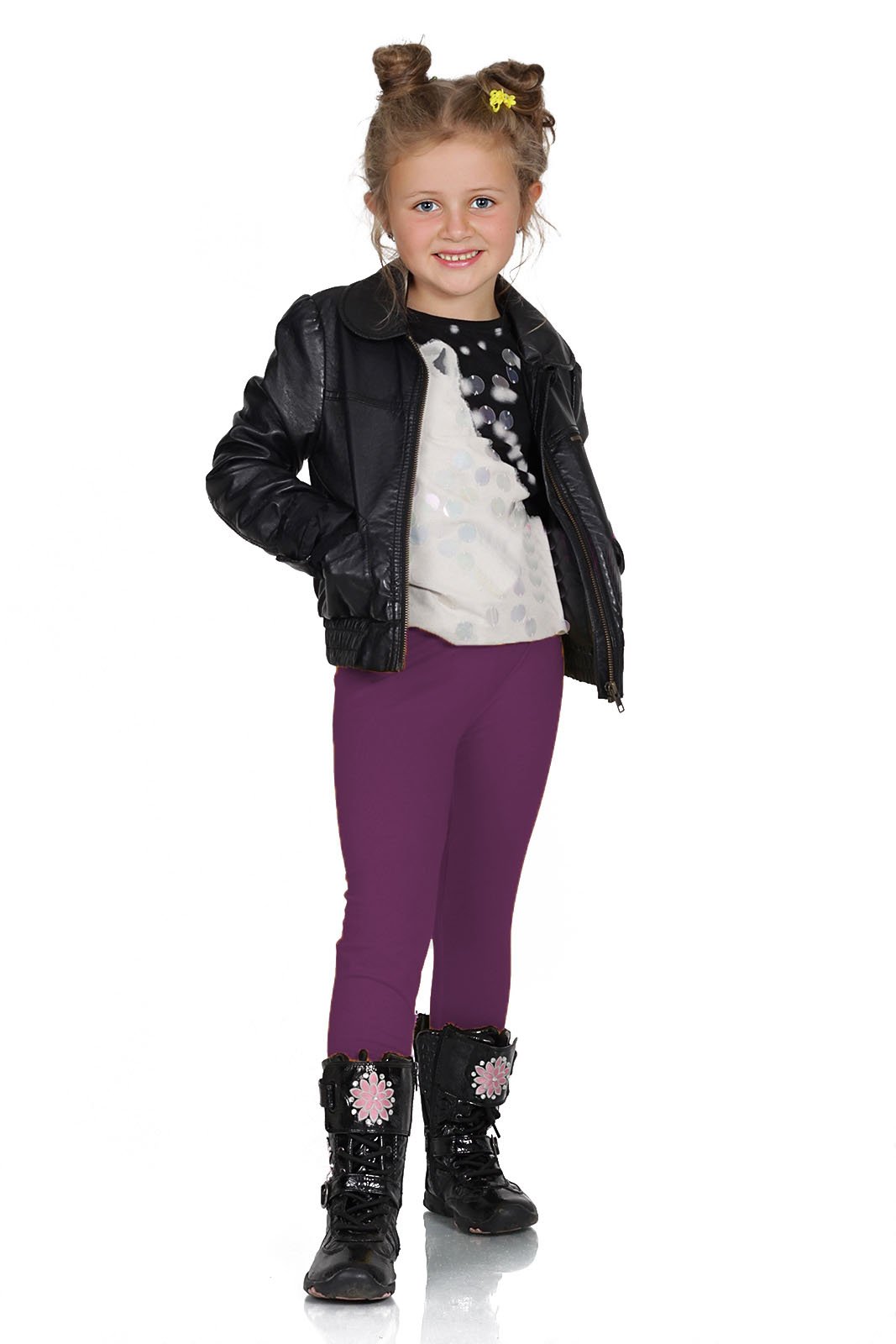FUTURO FASHION Girls Children Full Length Plain Cotton Leggings Cycling Casual Wear Infant Trousers Leggings Solid Tights Pants for Kids — view 9