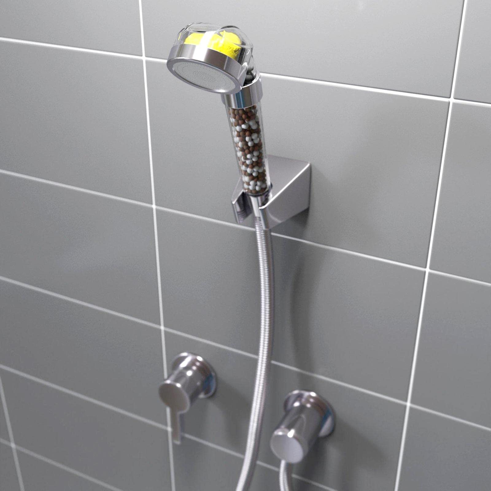 Spruzzatore Manuale Ad Alta Pressione con Filtro per Acqua Secca, Migliora L'erogazione dell'Acqua in Bagno Grazie al Filtro Erogatore, con 3 cartucce, 22 cm