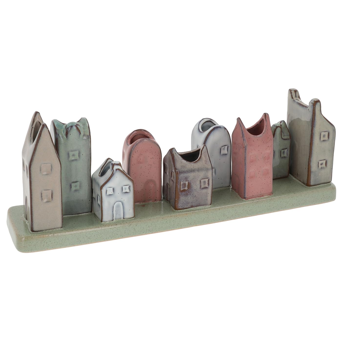 Shudehill Giftware Petite Pottery Pastel Tones Mini Collection of Vases - Great for Single Flowers, Dried Arrangements and More (9 Stem Houses)