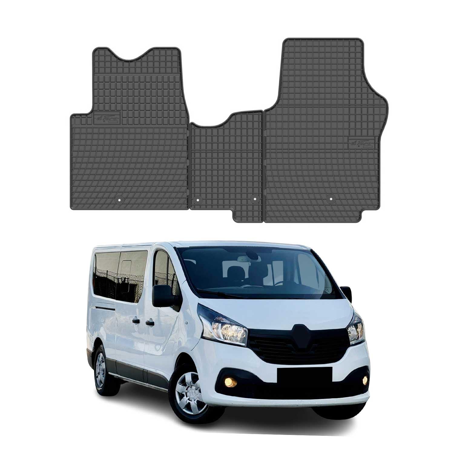 OMAC Alfombrillas de Goma Compatibles con Renault Trafic 2014-2019 Alfombrillas de Coche TPE Negro 3X