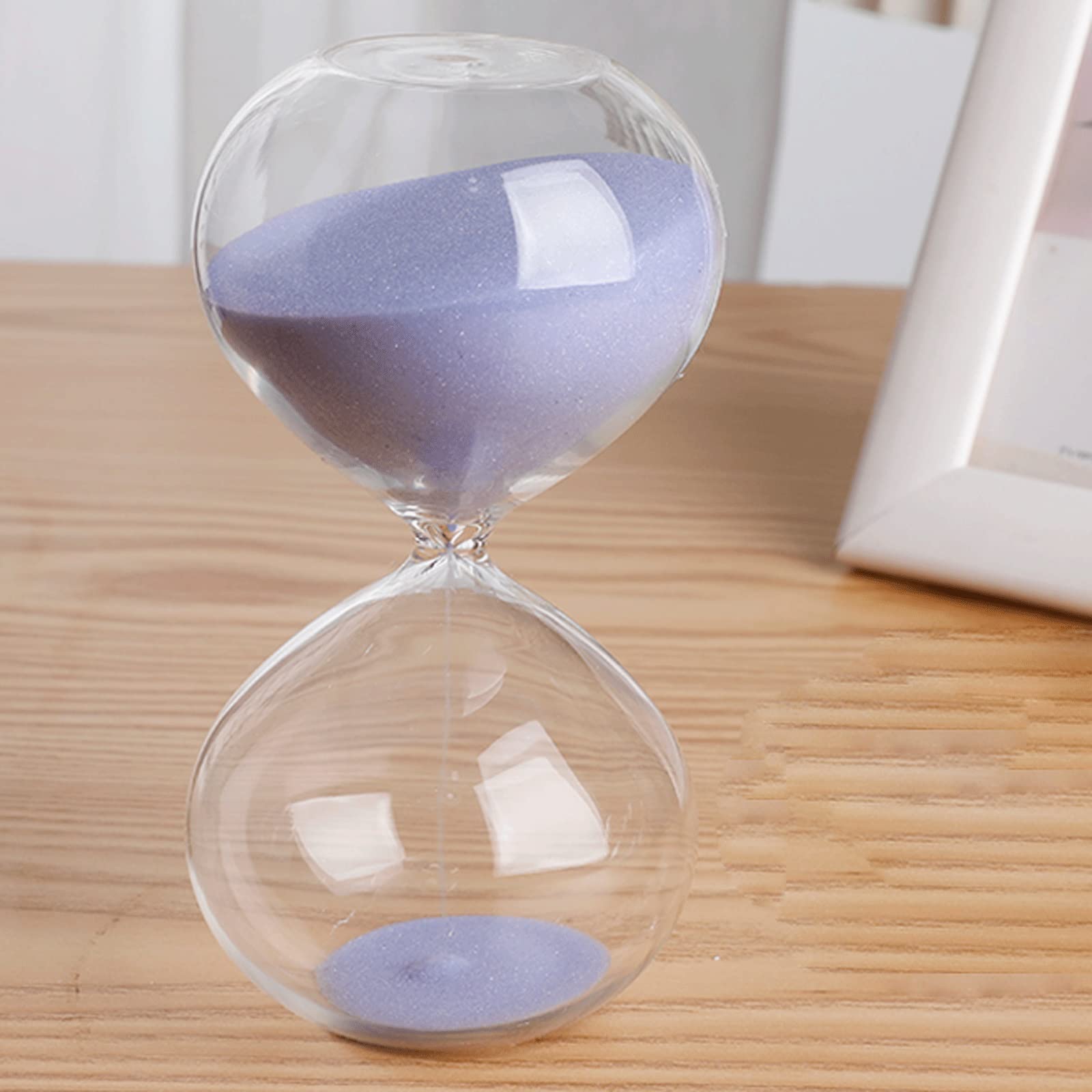 timer， 45/60 Minutes Timer Portable Sand Large,Colorful Glass Sandglass Hourglass Clear Smooth Measures(Purple,60 minutes(14.5 * 7.5cm))