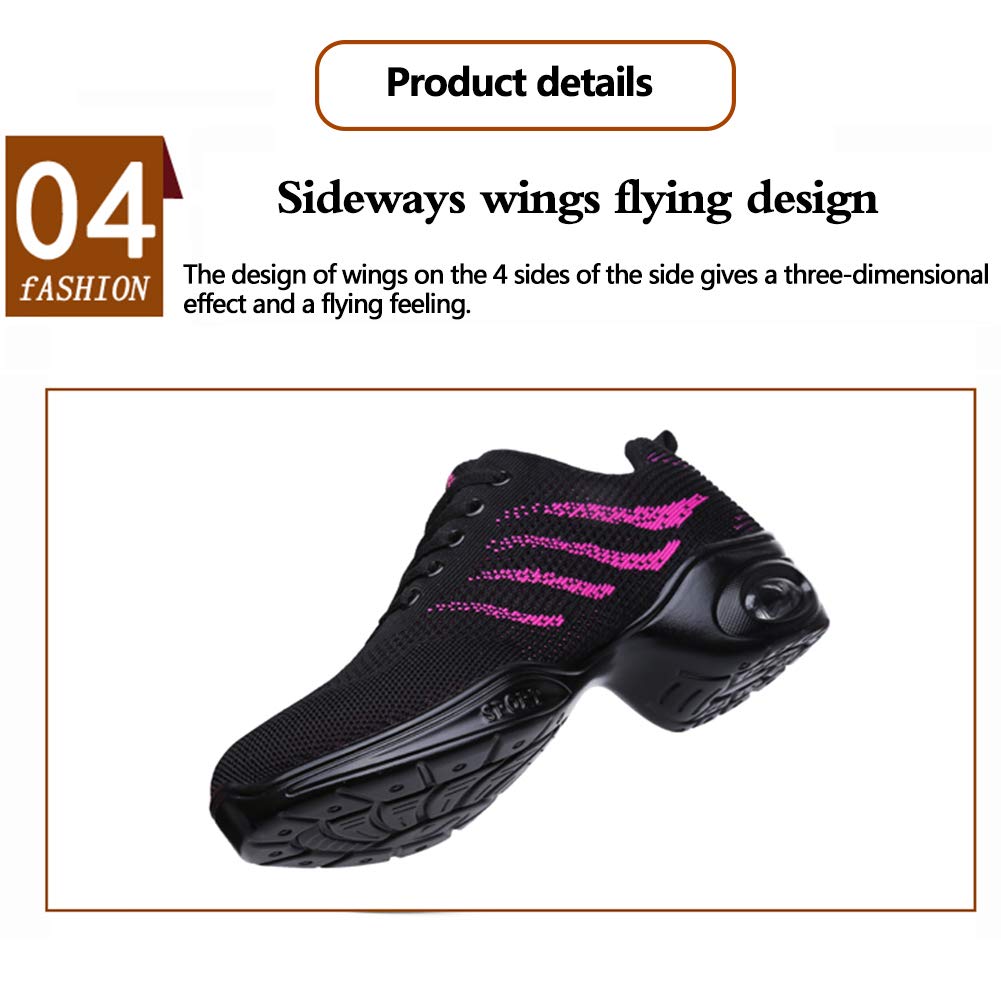 MM Moda Flying Tejida Zapatos de Baile, Transpirable, cómodo y Suave cojín-únicos Zapatos Adultos de la Danza, Jazz Ligero Zapatos de Baile Fantasma Paso,Negro,38
