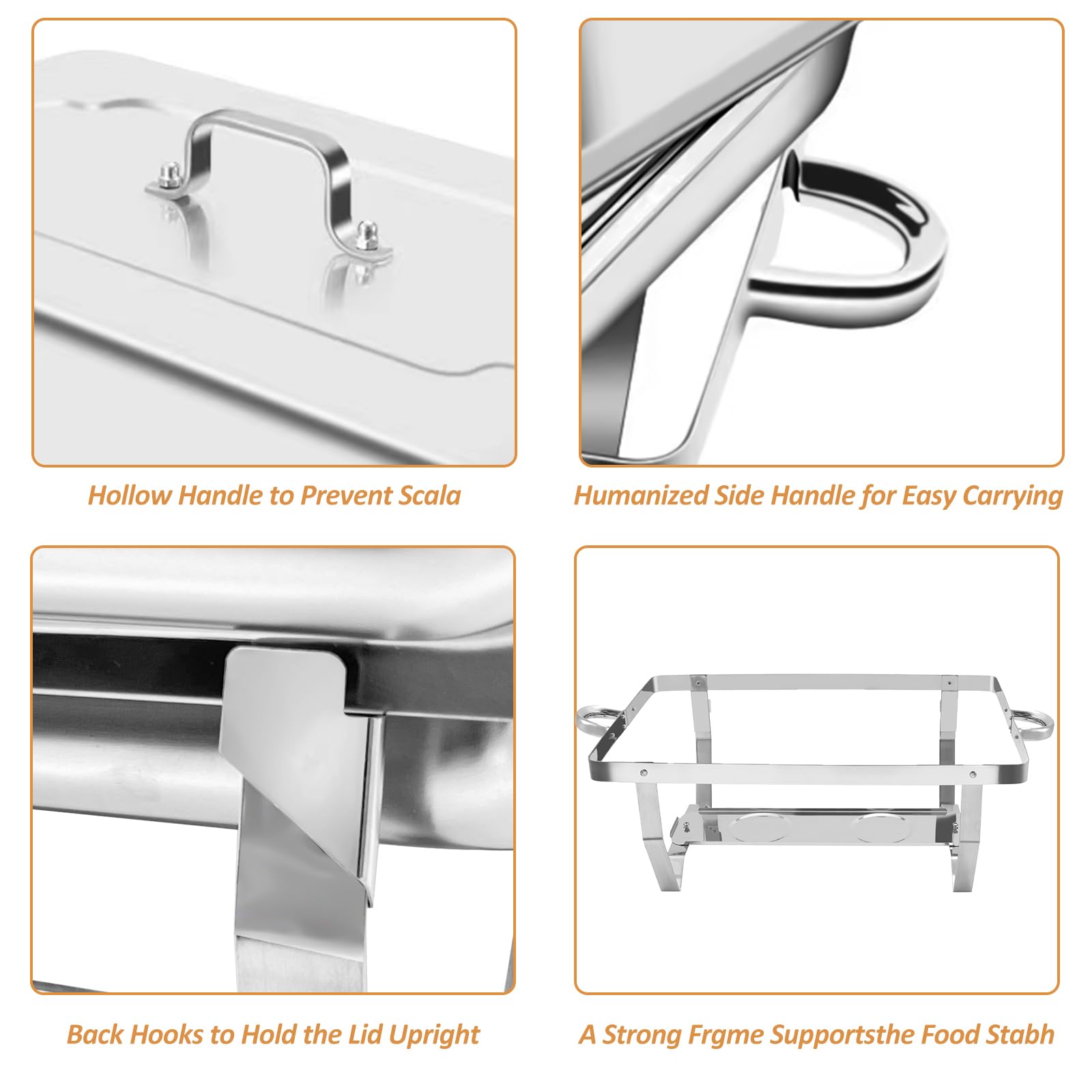 9L Acciaio Inox Rettangolari Catering Server, 2 Pezzi Set Buffet Scaldavivande, Buffet Server Piatti di Servizio, Chafing Dish Catering Buffet Set, per Party, Feste, Matrimoni, Banchetti, Argento