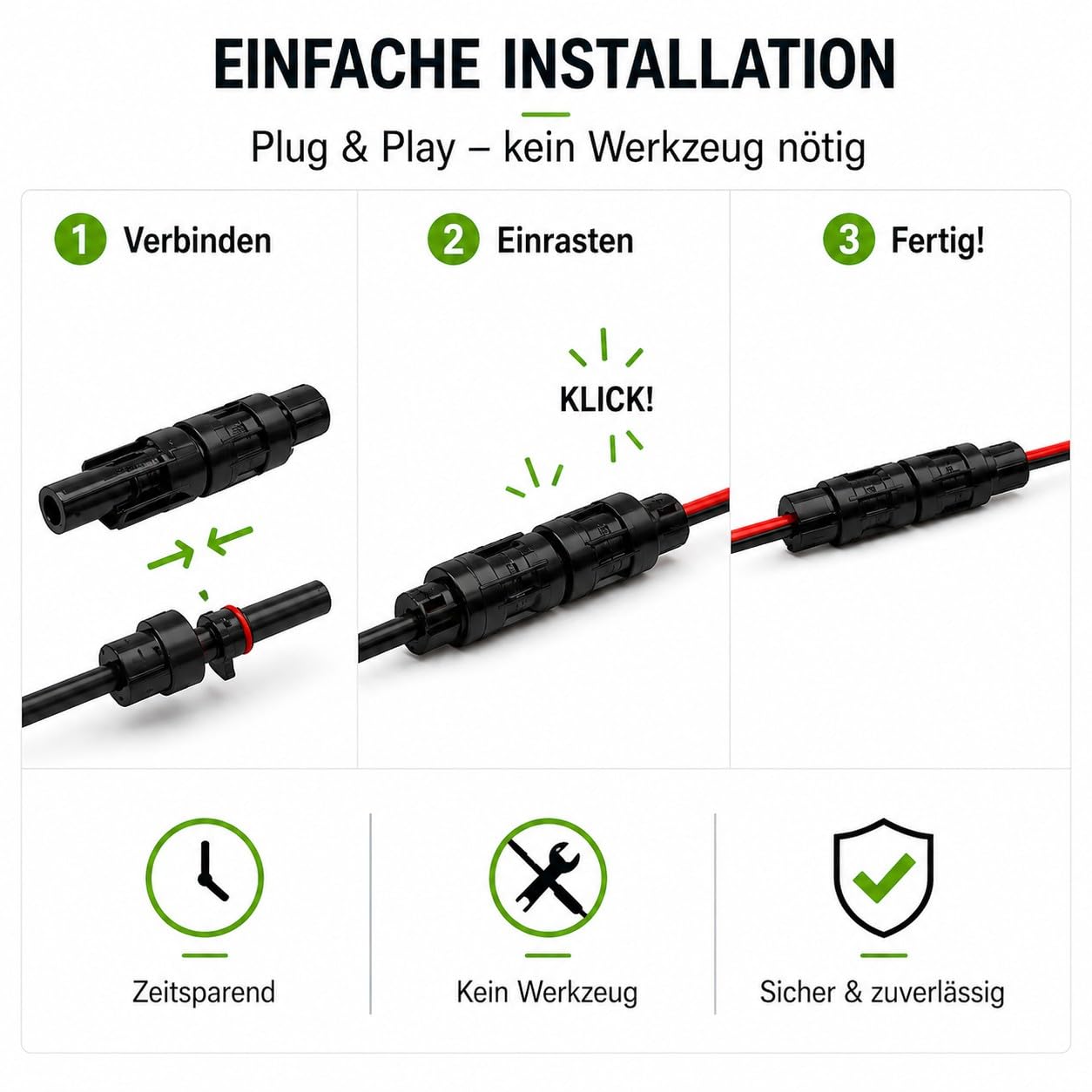 35Fahrenheit Solarkabel 6mm2 PV Kabel 2x15m rot/schwarz Photovoltaik Kabel mit Stecker Solarleitung 6mm2 Balkonkraftwerke