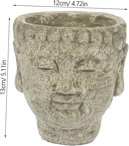 Miniatura 2 de Maceta de Buda, cabeza de buda, estatua de jardín zen, maceta, escultura de budismo, regalos para el hogar, interior y exterior, verde oliva, 5.1 x