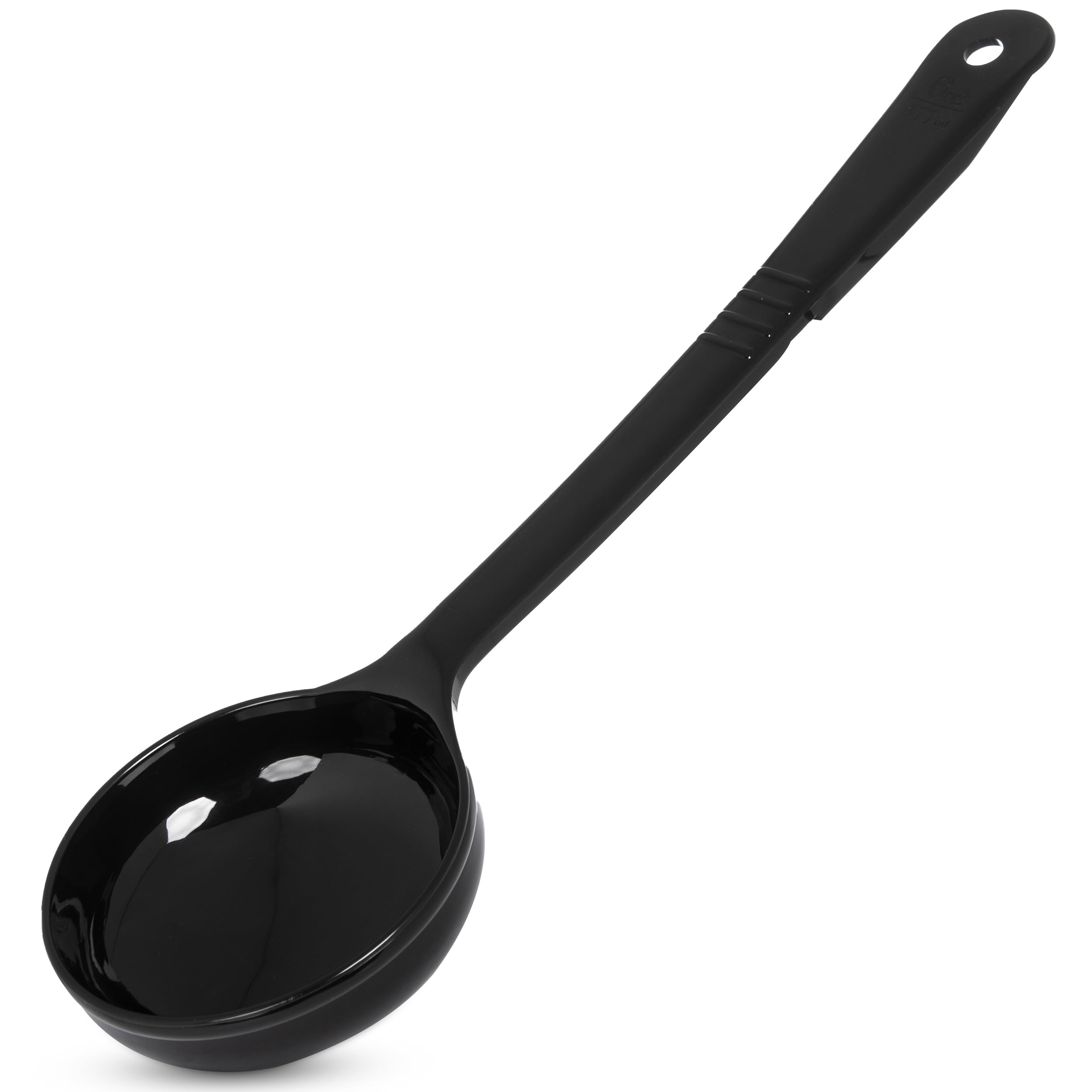 CFS 399003 Solid Long Handle Portion Control Spoon, 6 oz, Black
