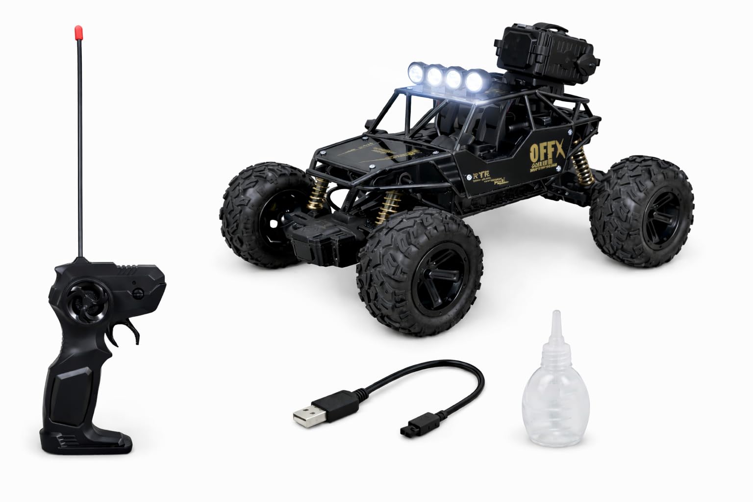 Brand Conquer Remote Control Rock Crawler Mist Smoke Spray Function, High Speed 1:18 RC Car Toys for Boys 2WD Off Road Vehicle Toy Cars for Kids Monster Truck Rock Climbing (Fog Rock Crawler Black)