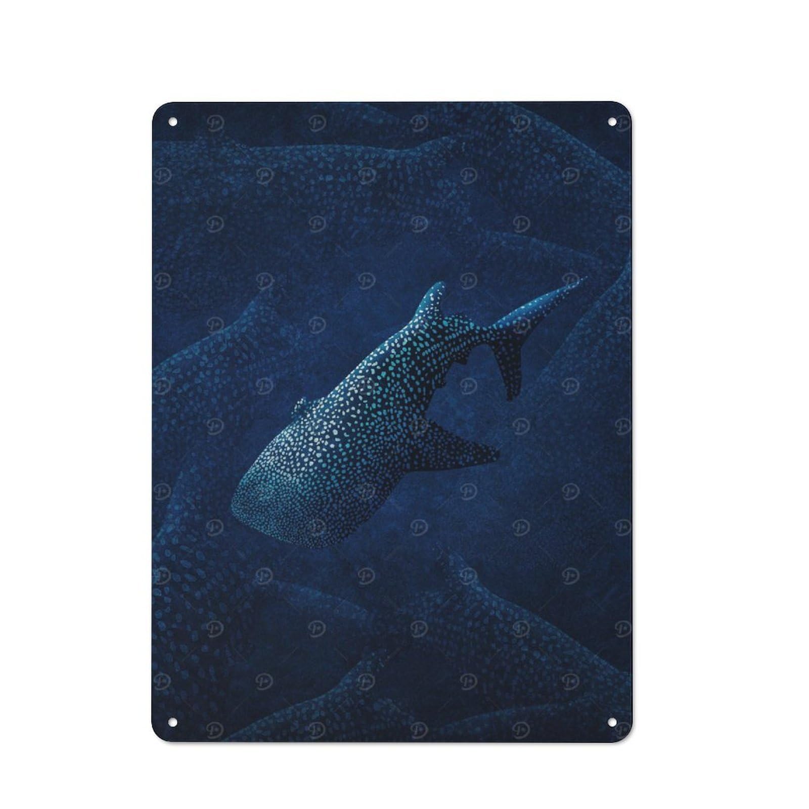 Whale Sharks(2) Classic Metal Wall Decor 40x30cm, Metal Wall Plaque for Hobby Room, Office, Lounge Or Living Room