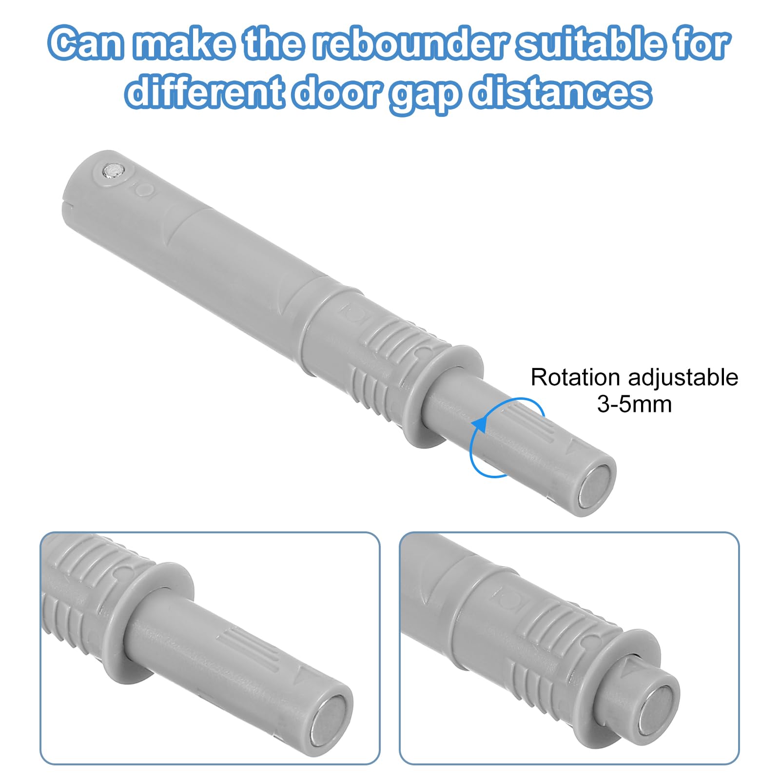 QUARKZMAN 2 Pcs Serrature Magnetiche A Spinta Per Ante Di Armadio, 2.87x0.4 Pollici Serratura A Spinta Per Aprire L'Anta Hardware Armadio, Apertura Nascosta Cassetto, Plastica Grigia 73x10mm
