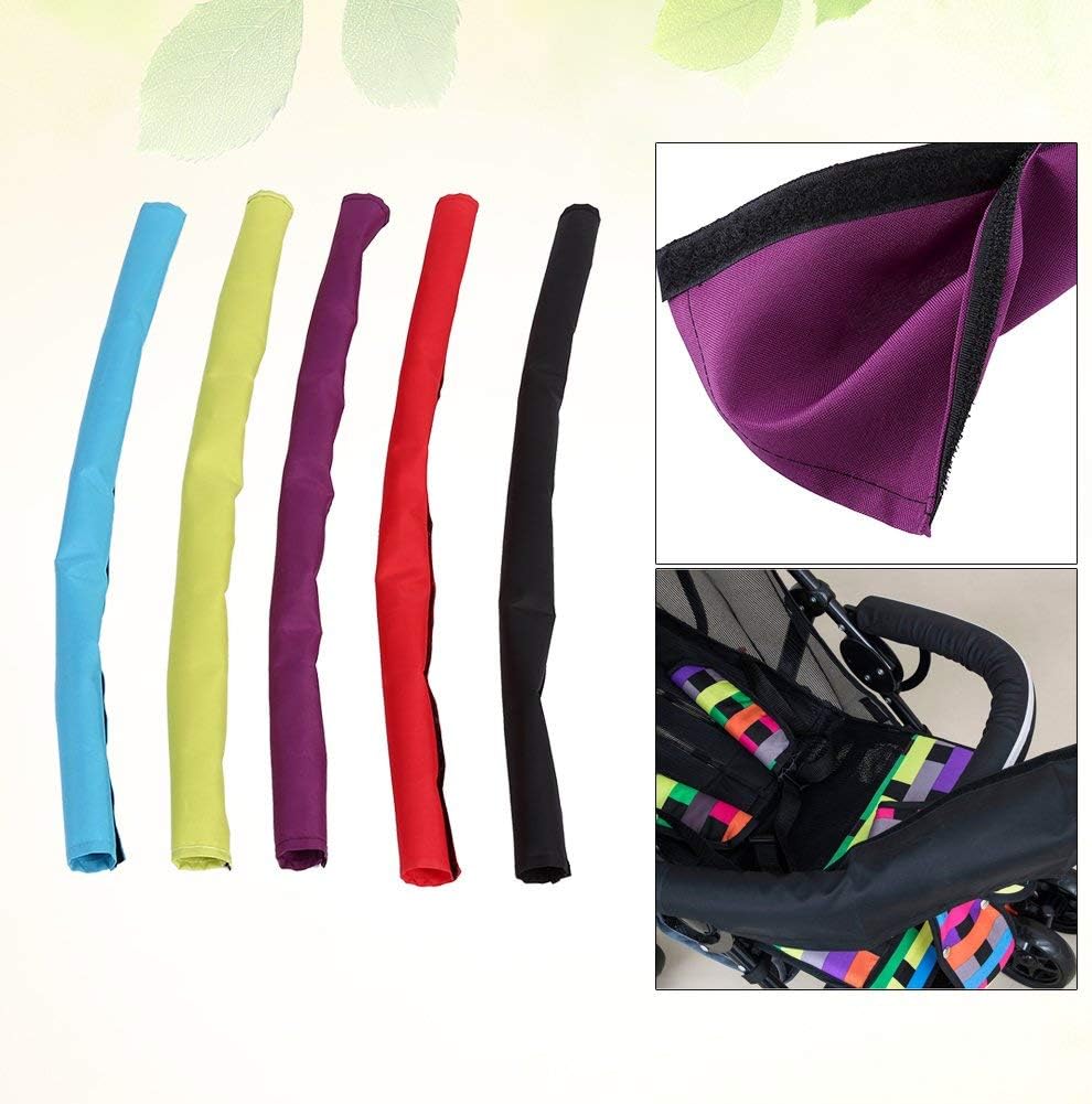 Fdit 5pcs Baby Pushchair Stroller Fabric Handle Bar Pushchair Handlebar Warmer Gloves Cover (Red)