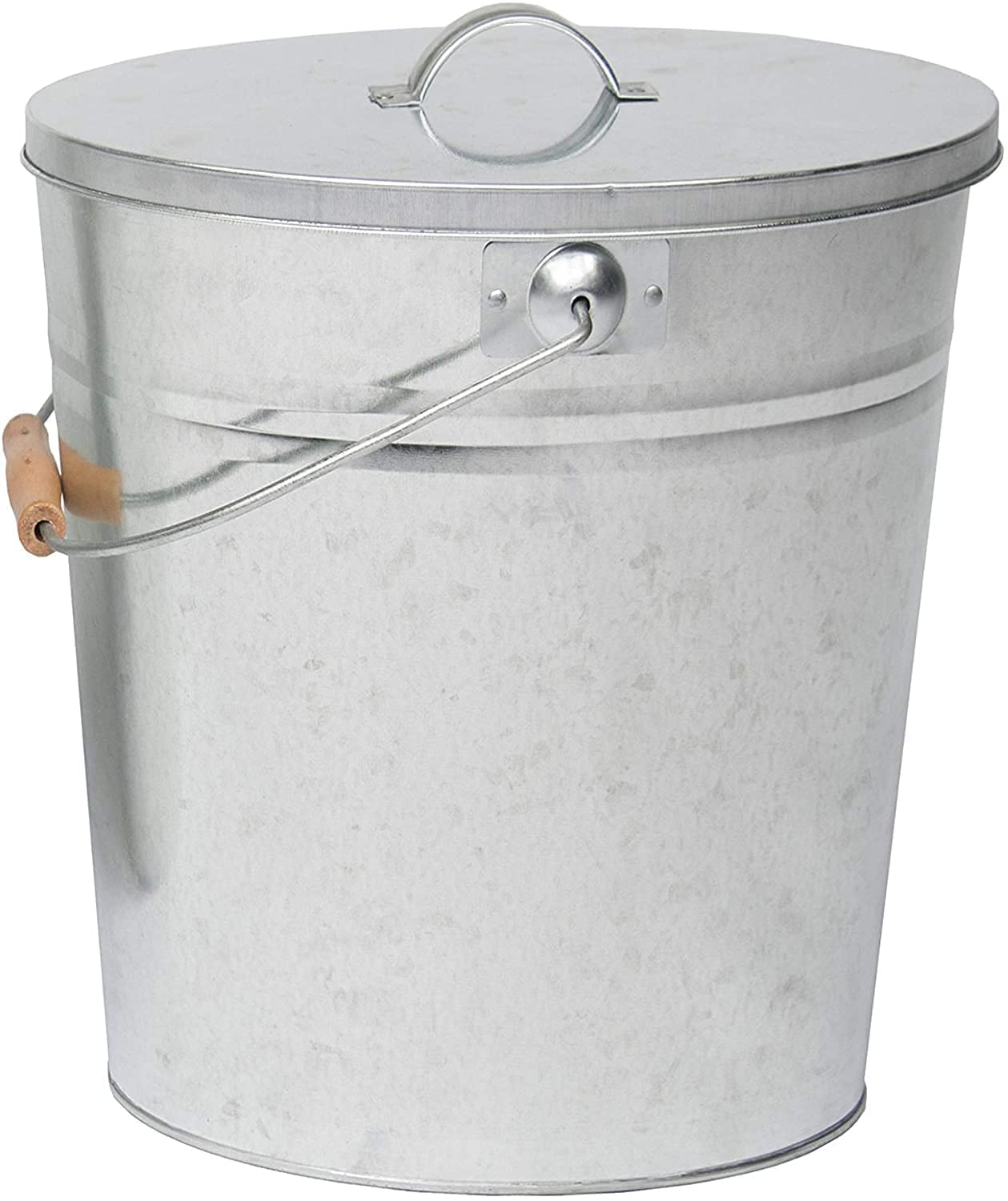 Elex® 12L Galvanised Metal with lid Fireside Ash Bucket & Handle metal