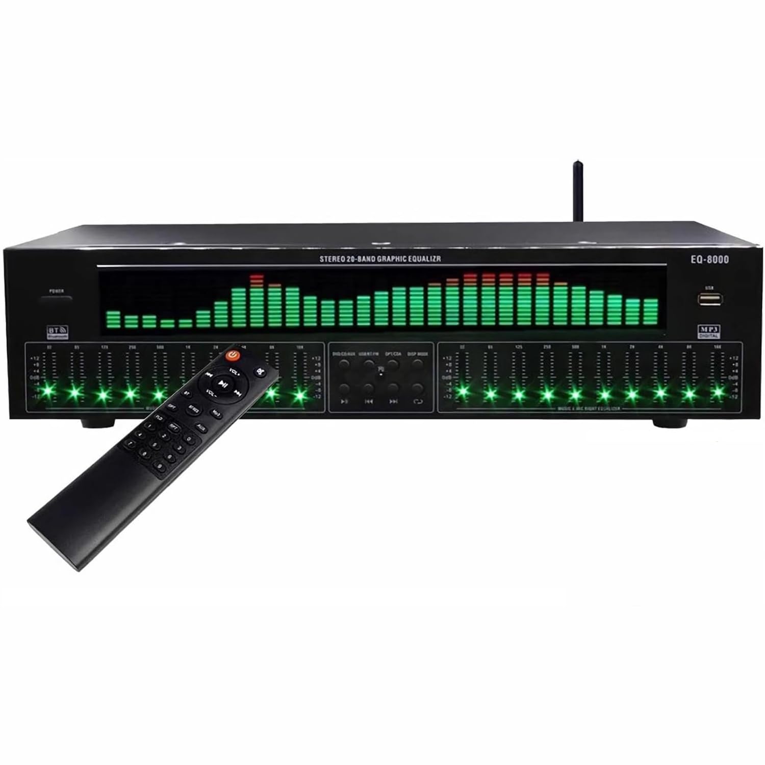 Égaliseur numérique 31 bandes, égaliseur graphique stéréo, double réglage 10 bandes, 12 modes de rythme, Bluetooth 5.4, décodage audio numérique coaxial optique, réduction du bruit pour studio