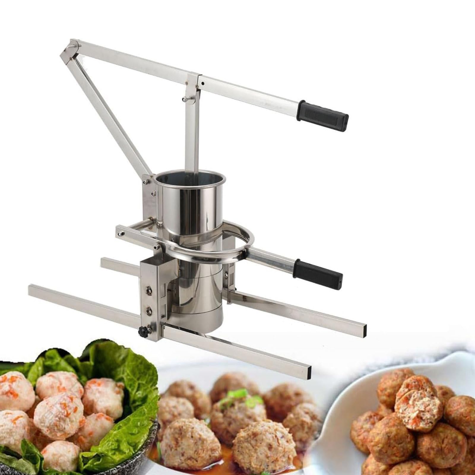 Vegetable Meatball Tool, Manual Meatball Former, Commercial Meat Ball Shrimp Ball Processing Machine, 13cm / 16cm, Anti-Slip Rubber Handles, For Home Kitchen Commercial Restaurant Use Dia13cm-MoldA