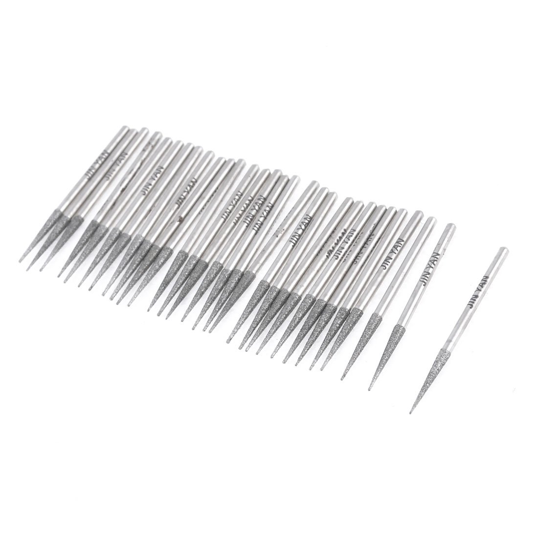 Aexit 30 Pcs Abrasive Wheels & Discs 3mm Tapered Nose Alloy Shank Diamond Mounted Point Flap Wheels Buffing Bits