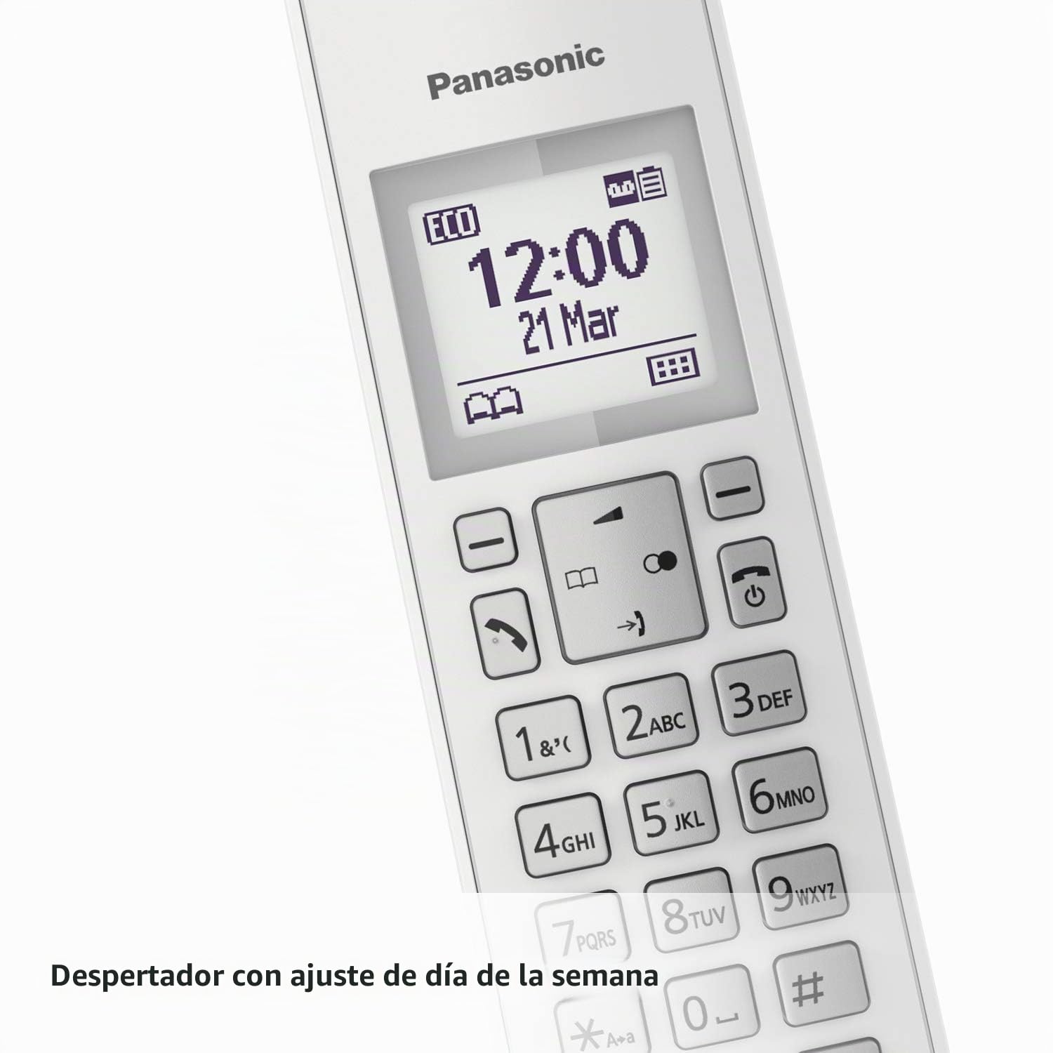 Panasonic KX-TGK220 - Teléfono (Teléfono DECT, Terminal inalámbrico, Altavoz, 120 entradas, Identificador de llamadas, Blanco)