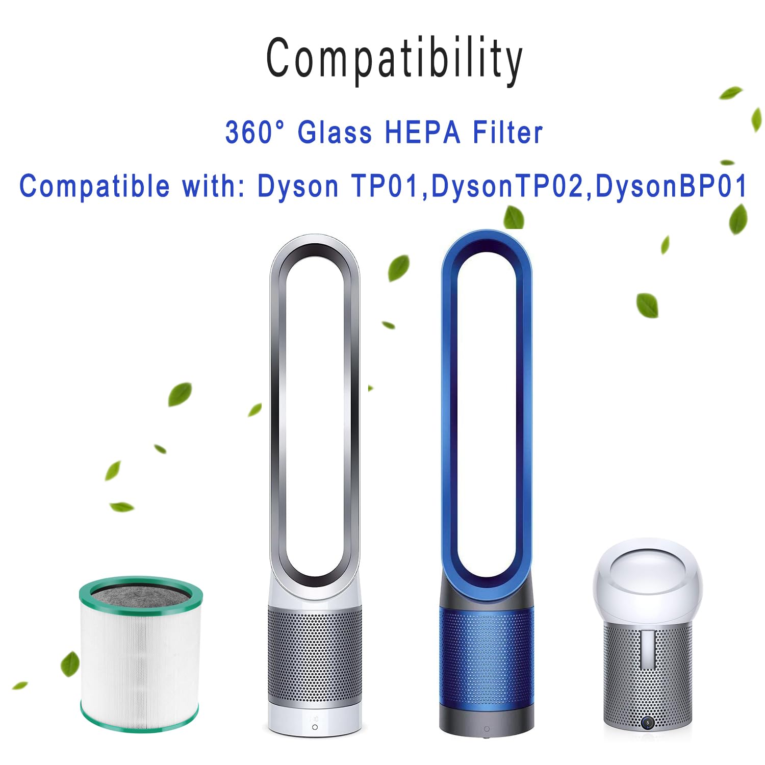 Amalfy 2 Pack of 360° Glass HEPA Filter Replacement Compatible
