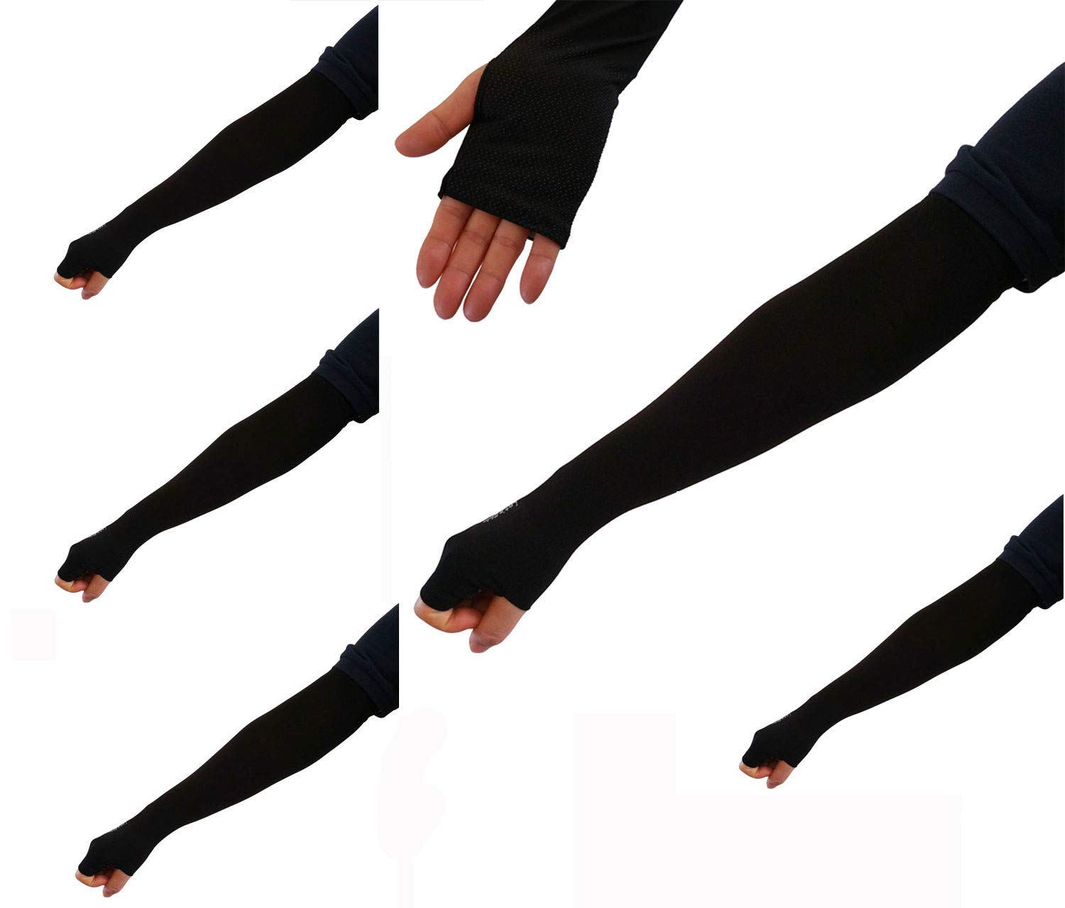 Hicool 3 Black Arm Sleeves Cover UV Sun Protection Sports Cycling Driving