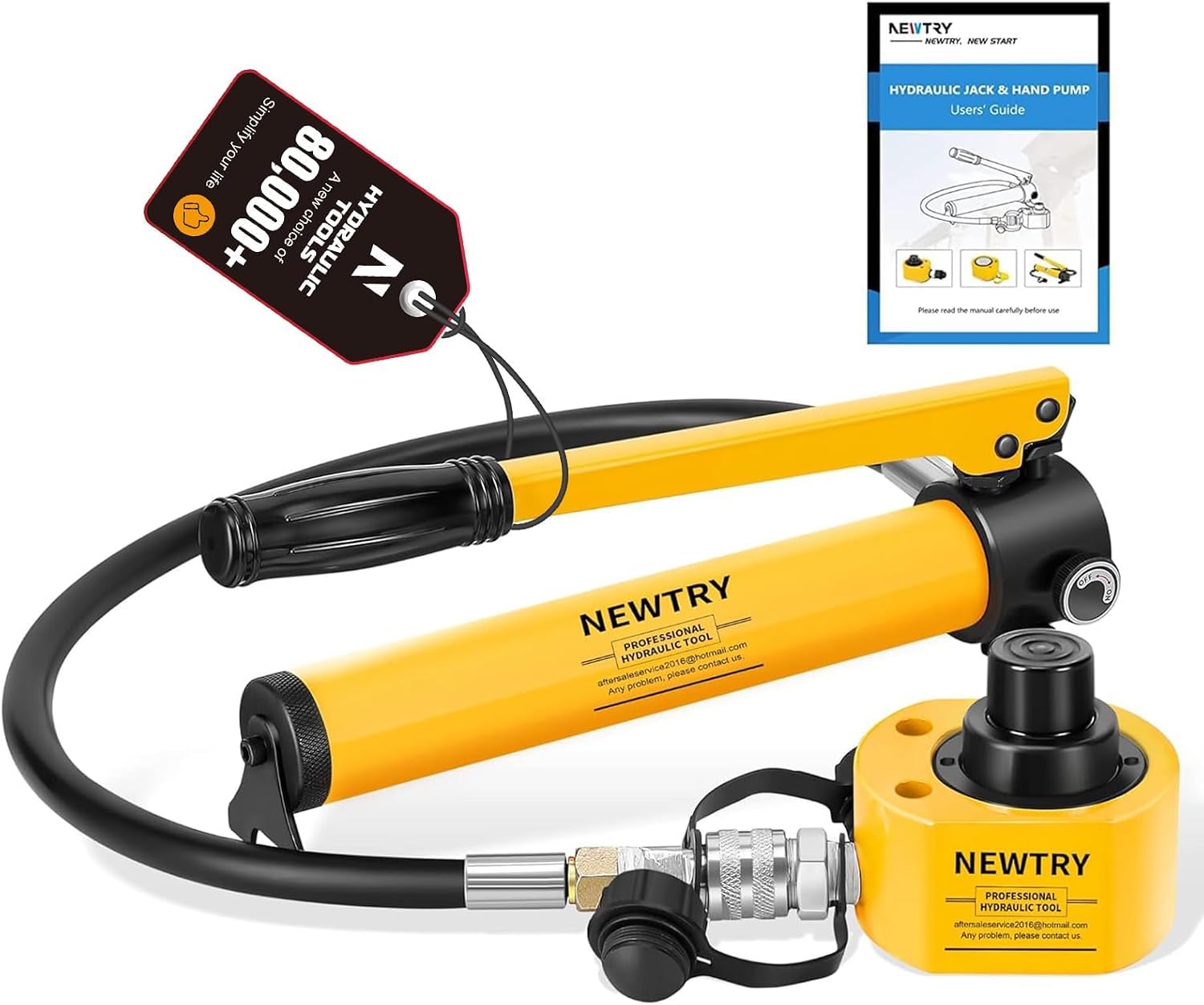 NEWTRY 10T Low Profile Jack+ CP-180 Hand Pump, 1" Stroke Multi-Section