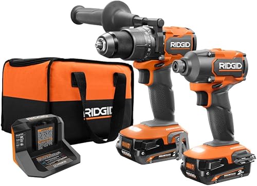 Kit combinado de 2 herramientas inalámbricas sin escobillas de 18 V con taladro/destornillador, destornillador de impacto, (2) baterías, cargador de