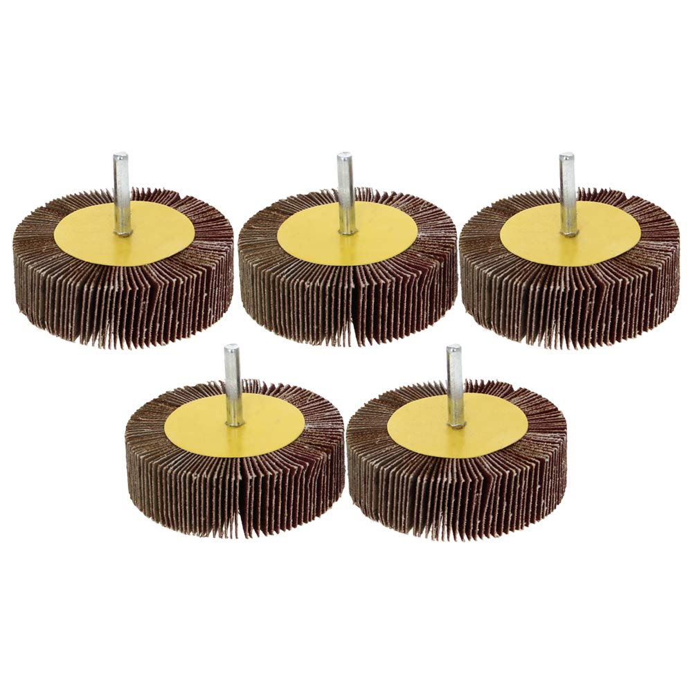 Utoolmart Shank Mounted Flap Wheels with Mandrel with 80mm Grinding Head Abrasive Sanding Wheel Polishing Buffing Rotary Accessories Kit Used for Grinding 5pcs