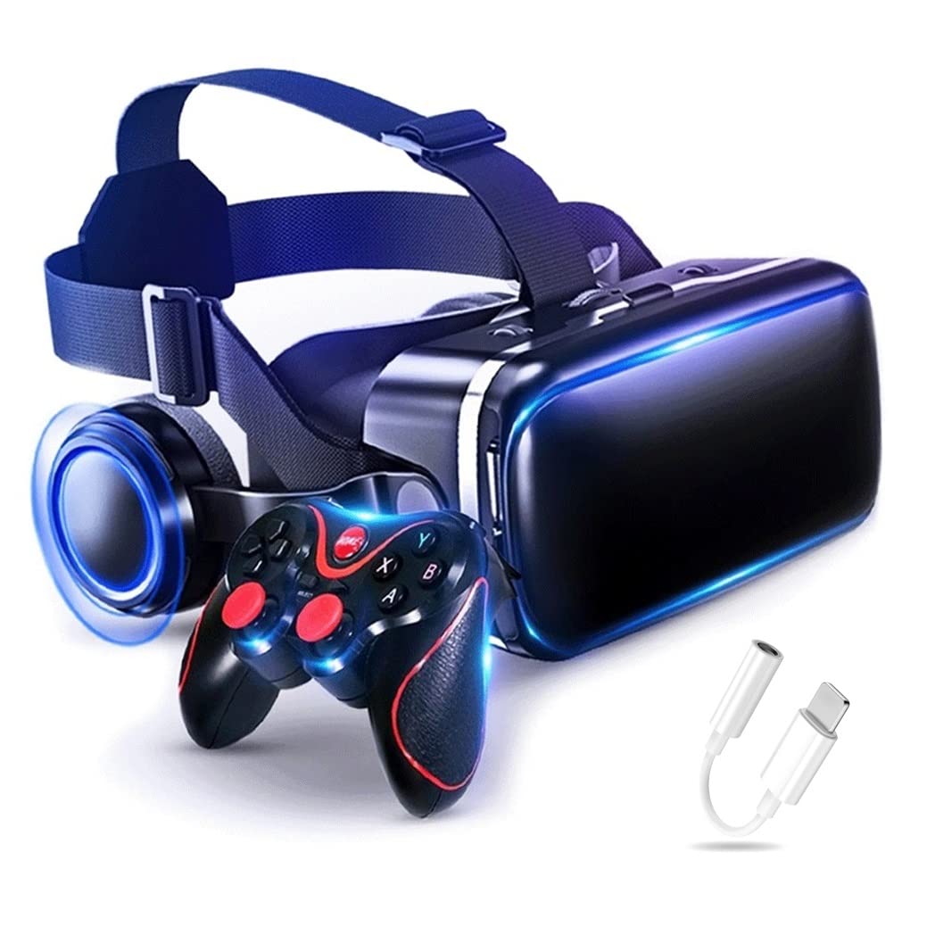 Occhiali VR, Visore Realtà Virtuale, Cuffie 3D VR Compatibile con Tutti Gli, Lente Regolabile per Film e Giochi 3D, per iPhone 13 Pro Max/13 Pro/13/12/11, per Samsung Galaxy S21, Huawei, Xiaomi
