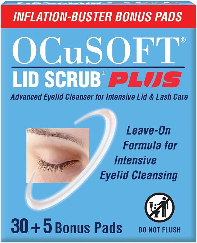 OCuSOFT Lid Scrub Plus Inflation Buster, lenços umedecidos para pálpebras, pacote com 35 unidades