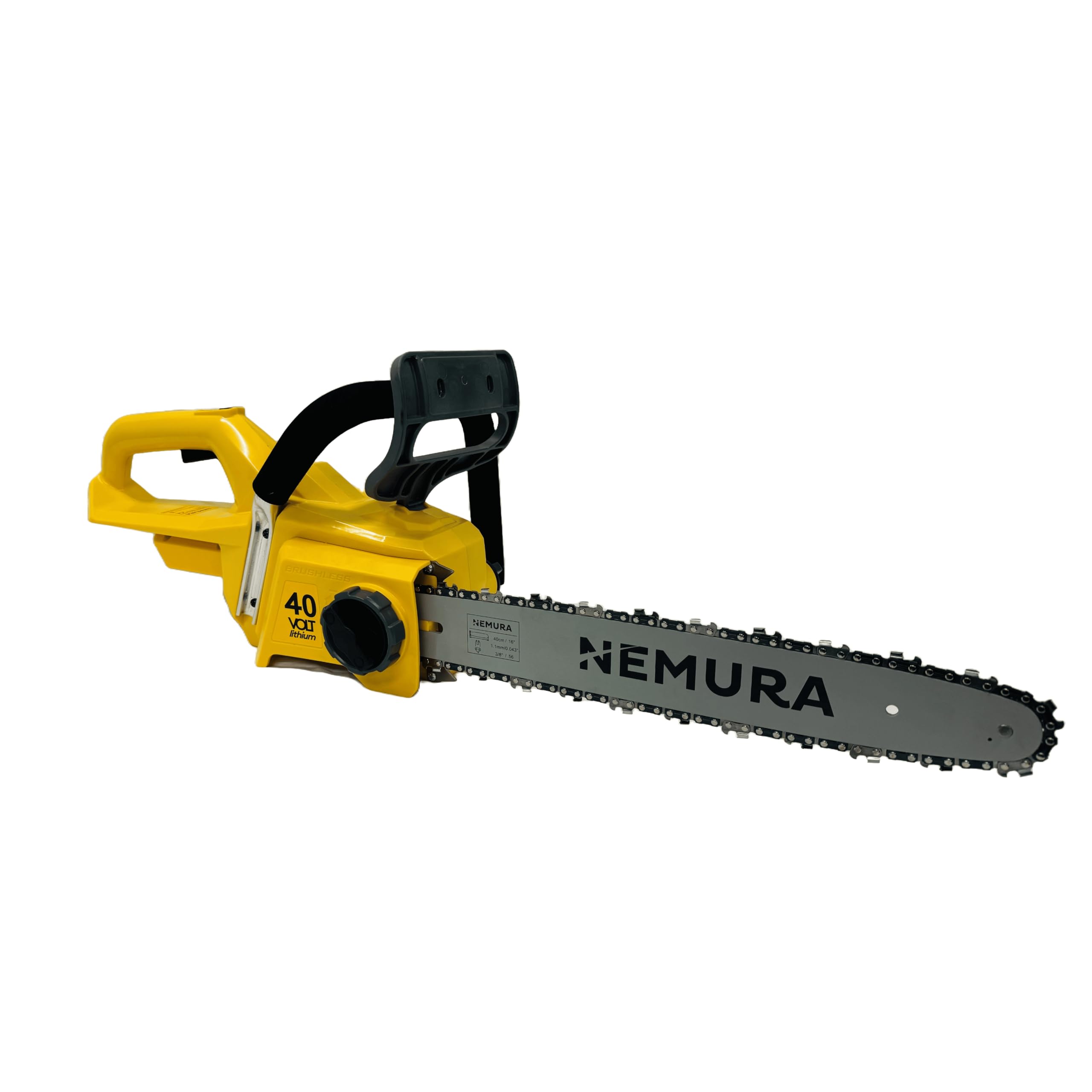 Nemura Motosega 2 batterie 4Ah - Guida 40 cm e Catena - Utensile da taglio elettrico 40V - con 2 Batterie e Caricabatterie - Motore senza spazzole - Utensili da giardino - SAC in Italiano